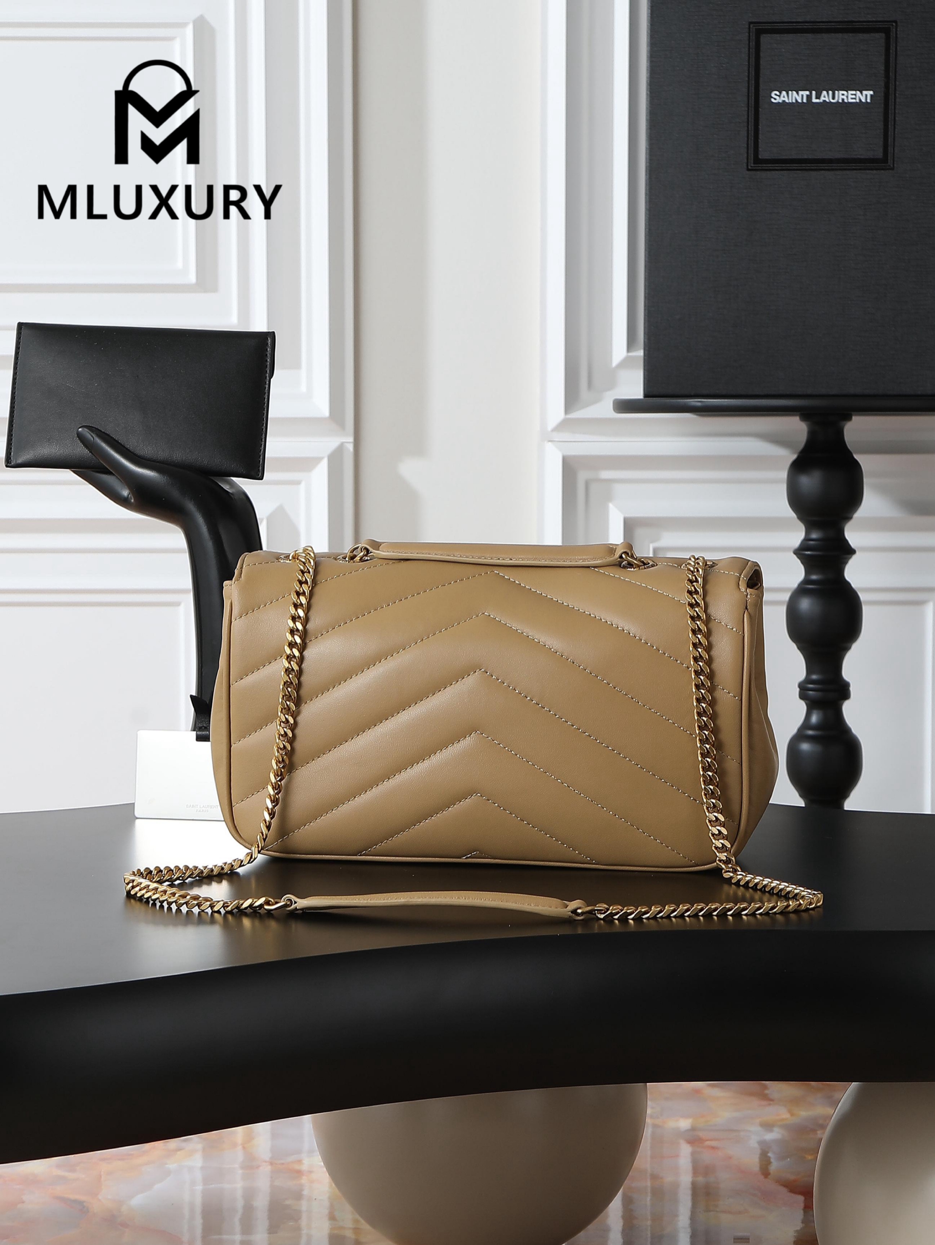 YSL Loulou _29cm, Milk Tea Color, Gold Hardware Lambskin