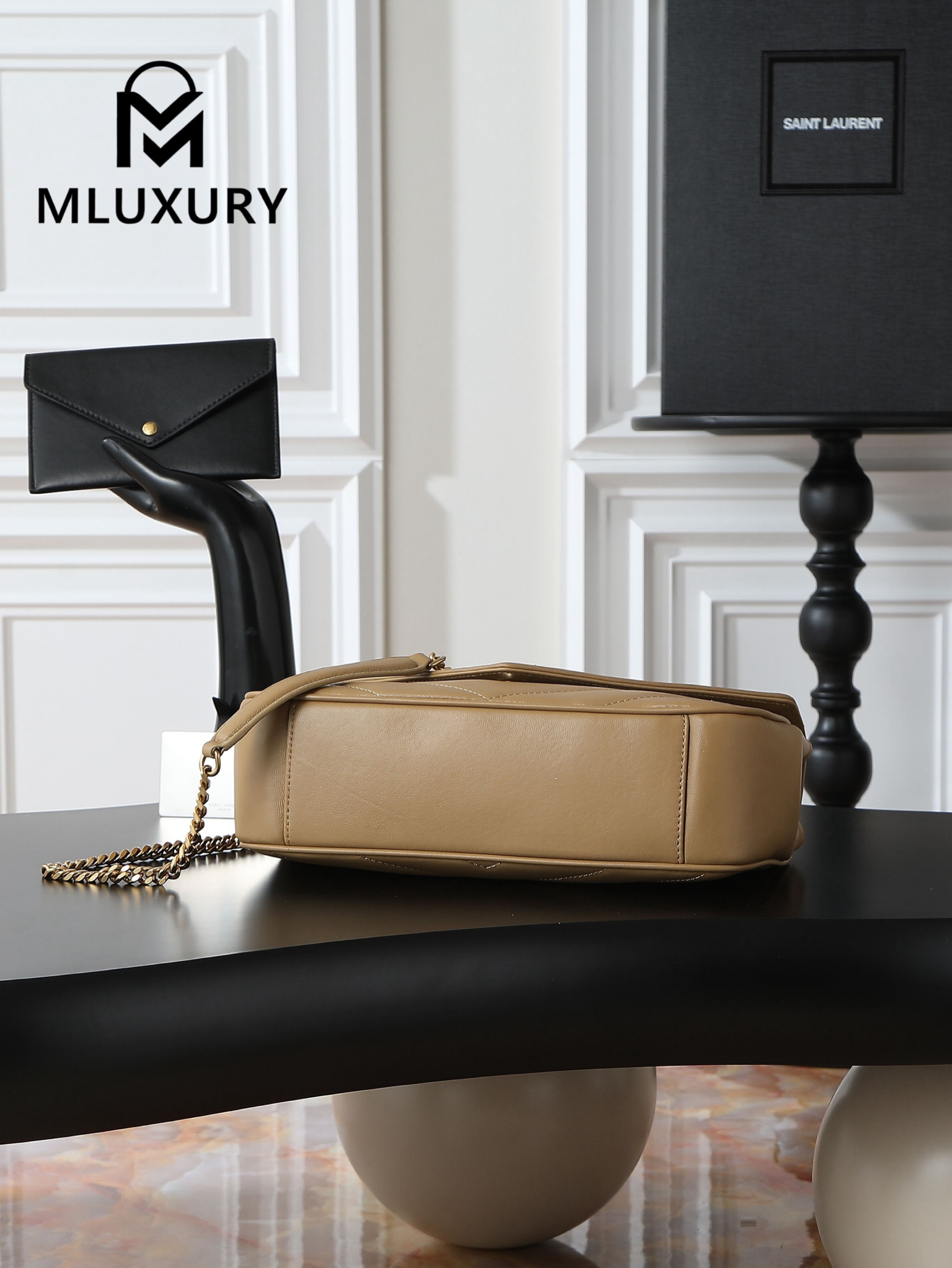 YSL Loulou _29cm, Milk Tea Color, Gold Hardware Lambskin