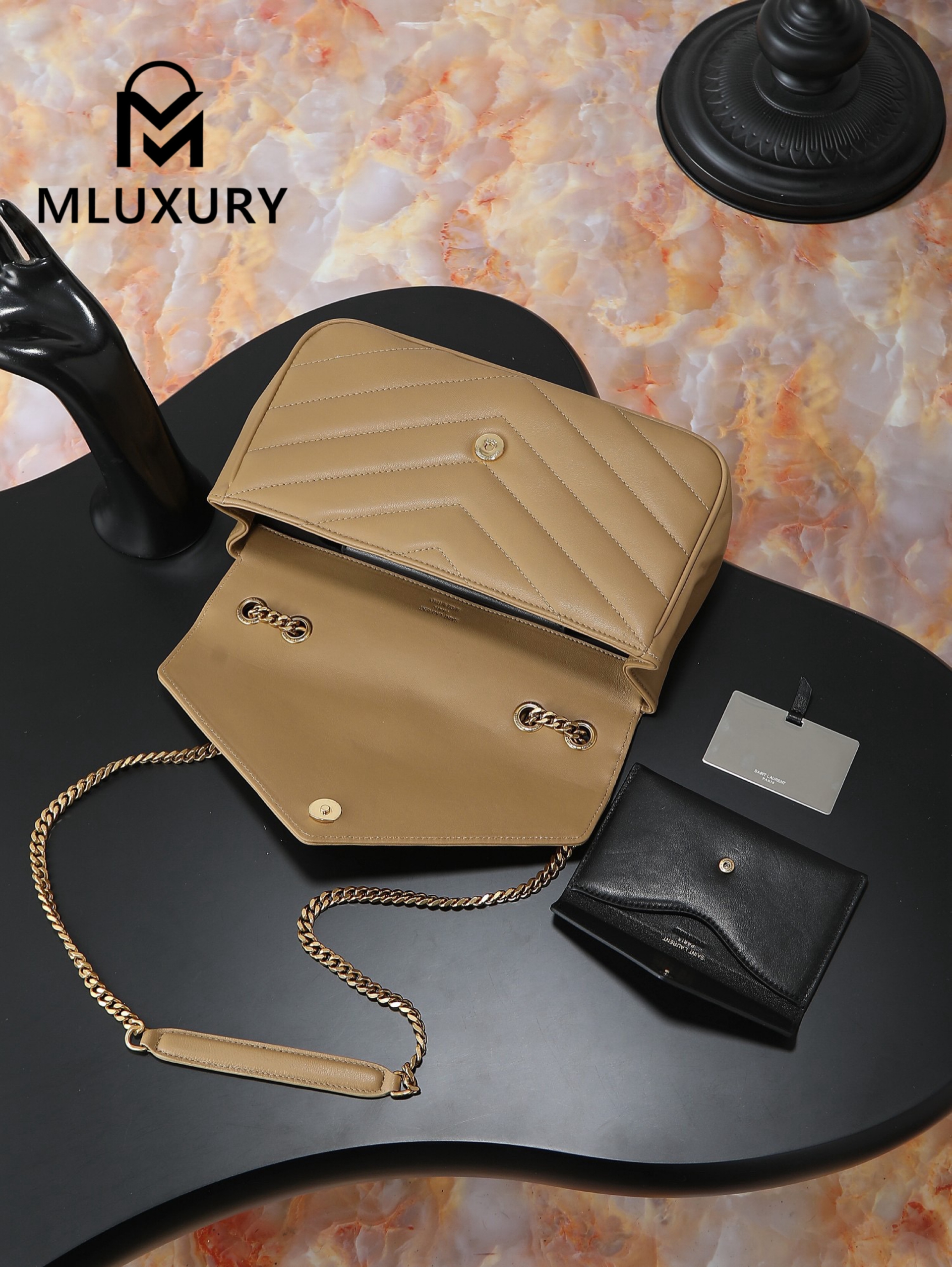YSL Loulou _29cm, Milk Tea Color, Gold Hardware Lambskin