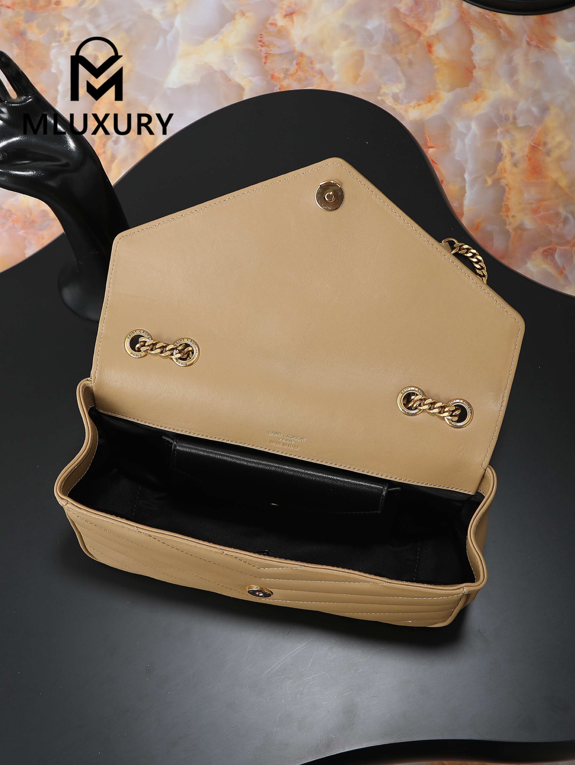 YSL Loulou _29cm, Milk Tea Color, Gold Hardware Lambskin