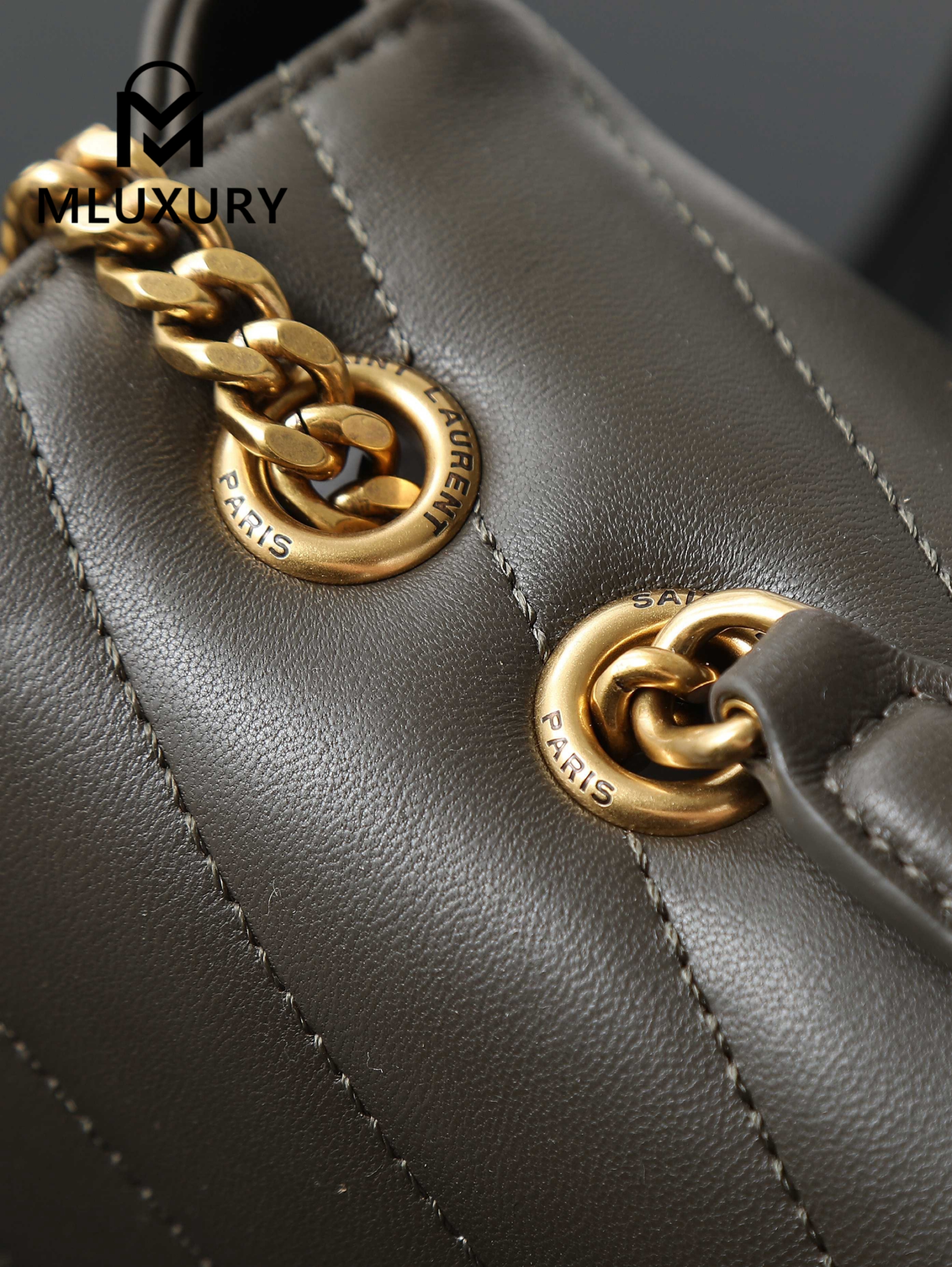YSL Loulou_29cm, Green Lambskin with Gold Hardware