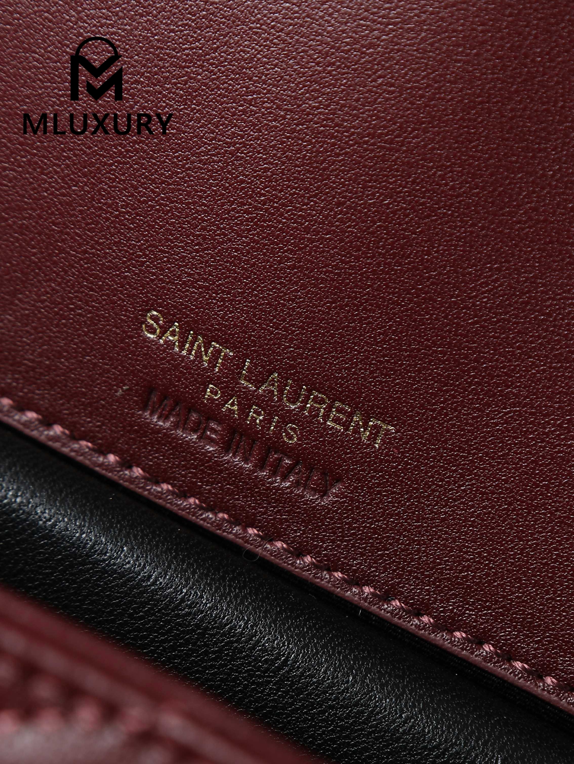 YSL Loulou_29cm, Burgundy Lambskin with Gold Hardware