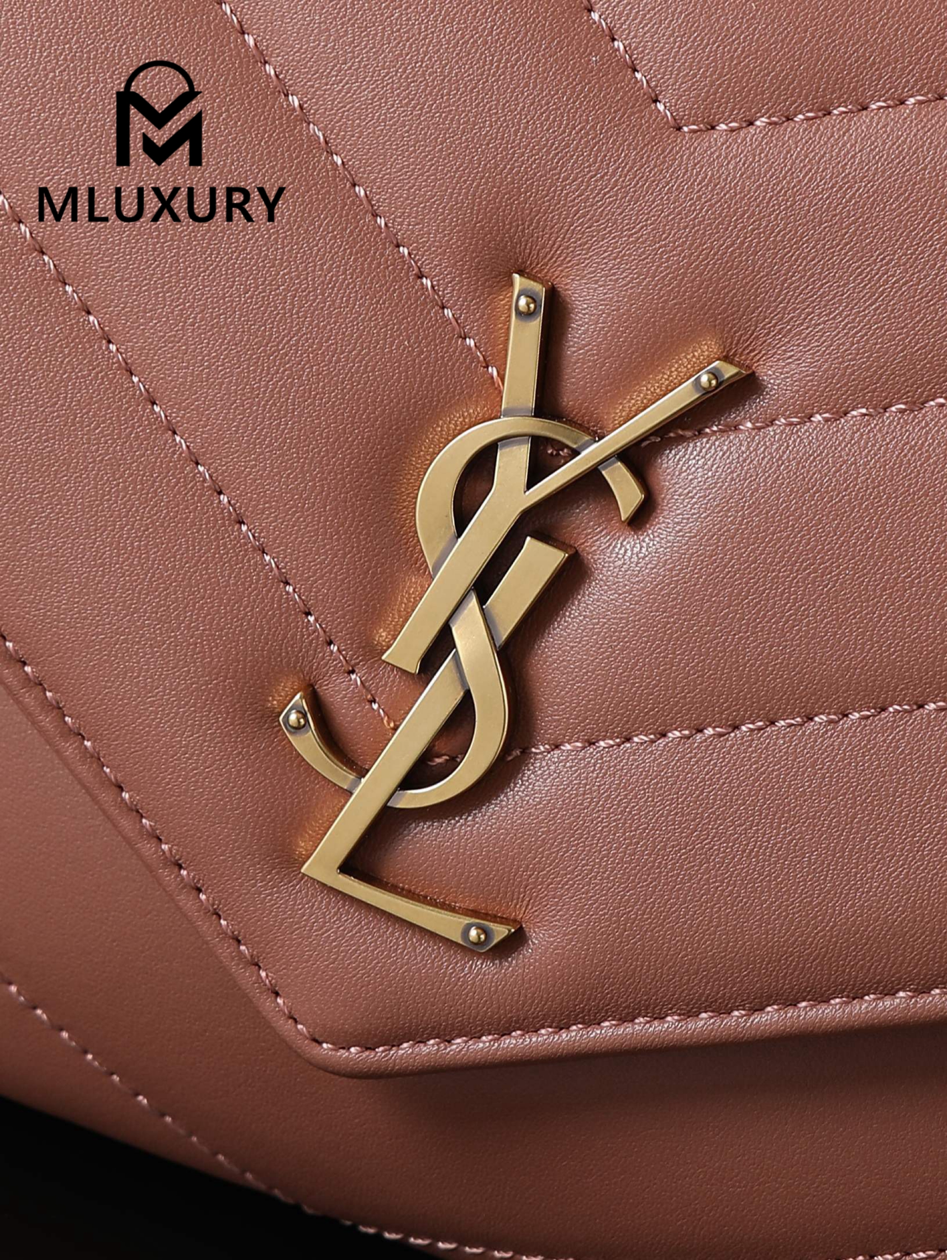 YSL Loulou_29cm, Pink Lambskin with Gold Hardware