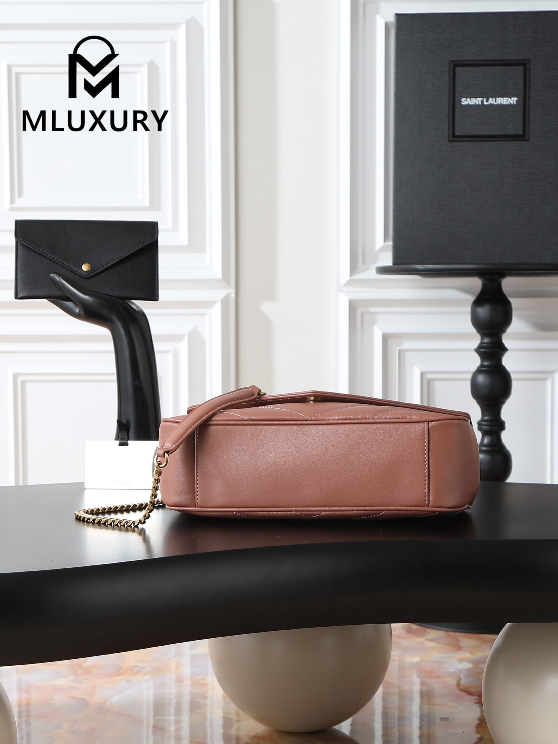 YSL Loulou_29cm, Pink Lambskin with Gold Hardware