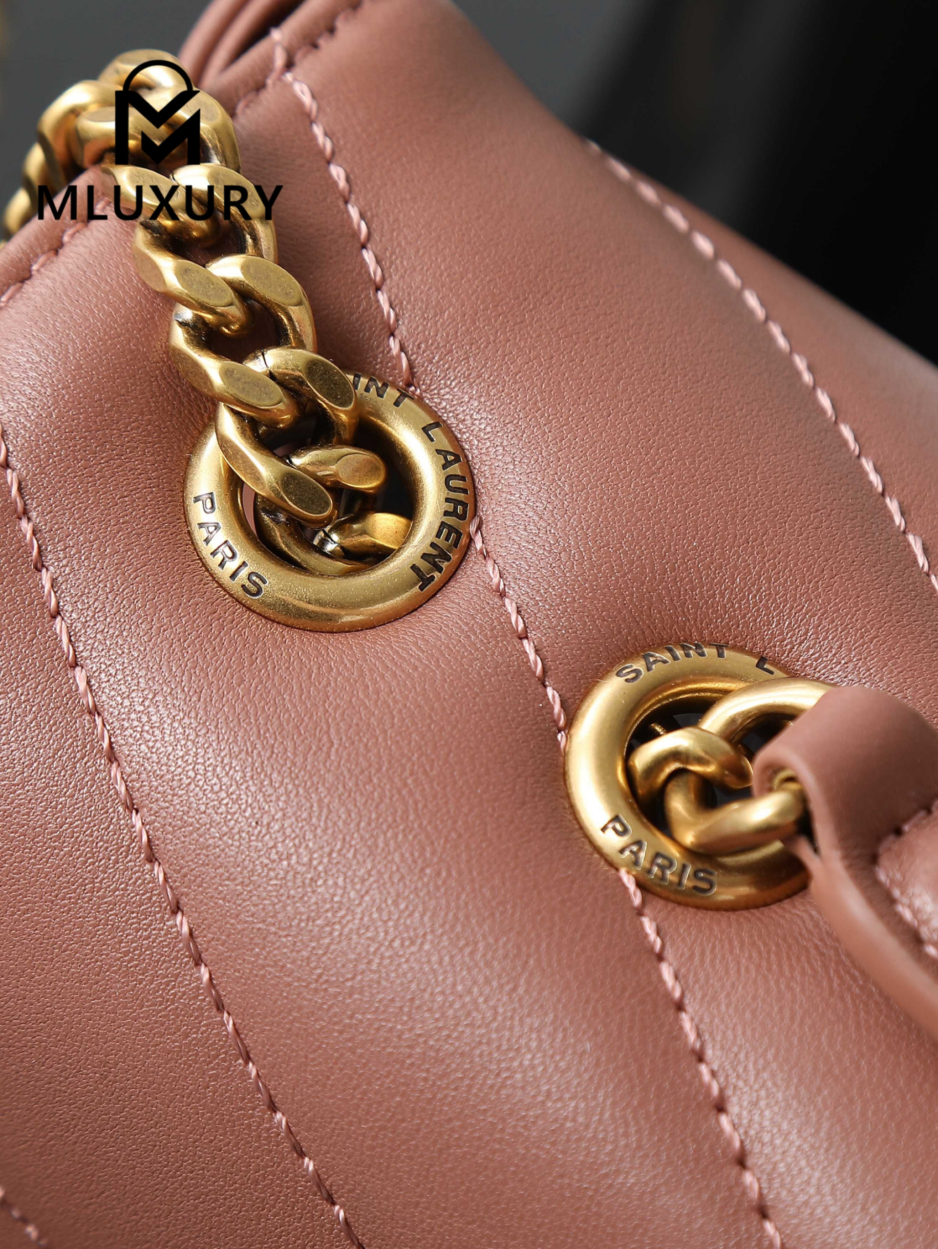 YSL Loulou_29cm, Pink Lambskin with Gold Hardware