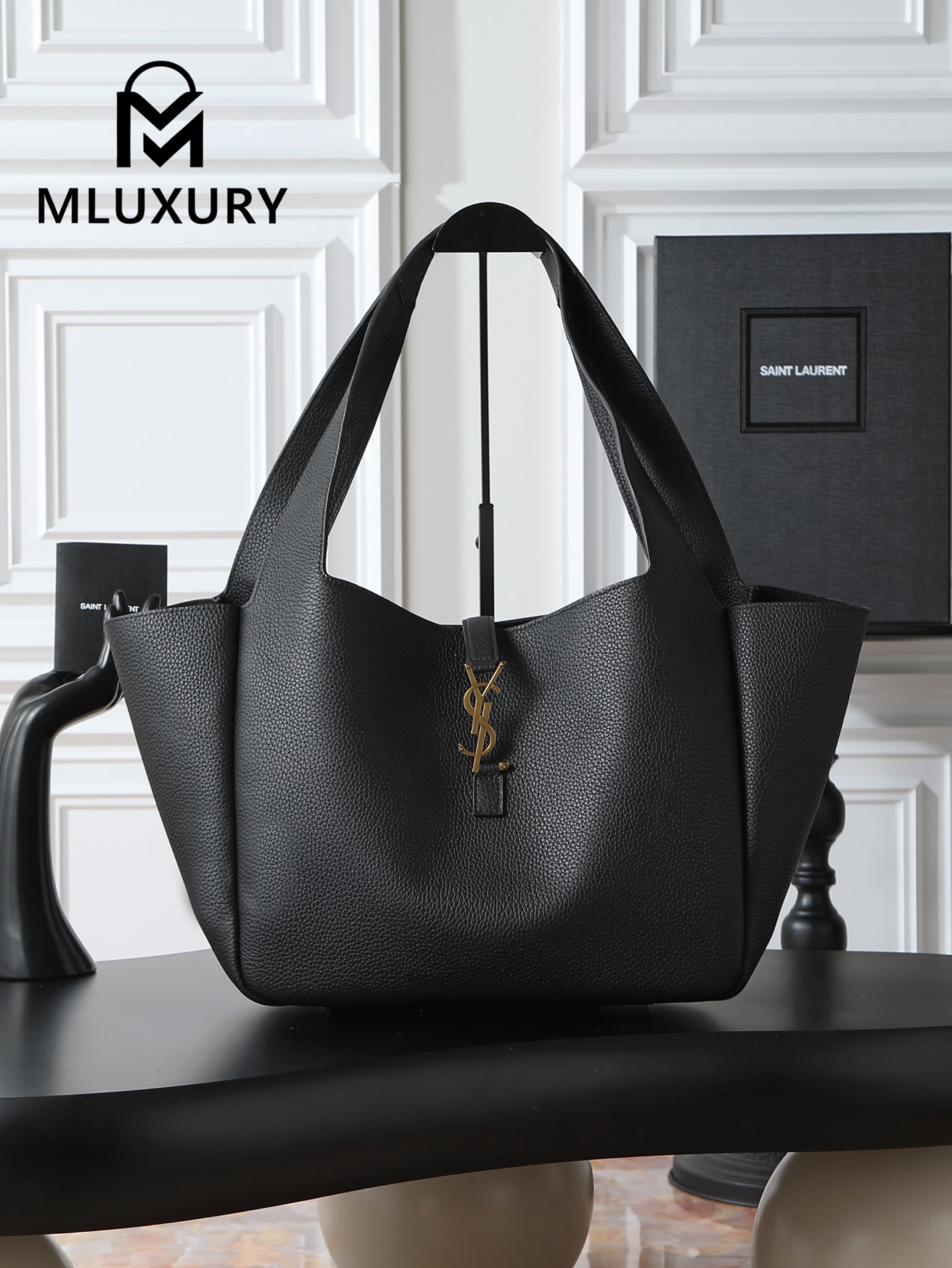 YSL Bea New Hobo Bag, Black with Gold Hardware