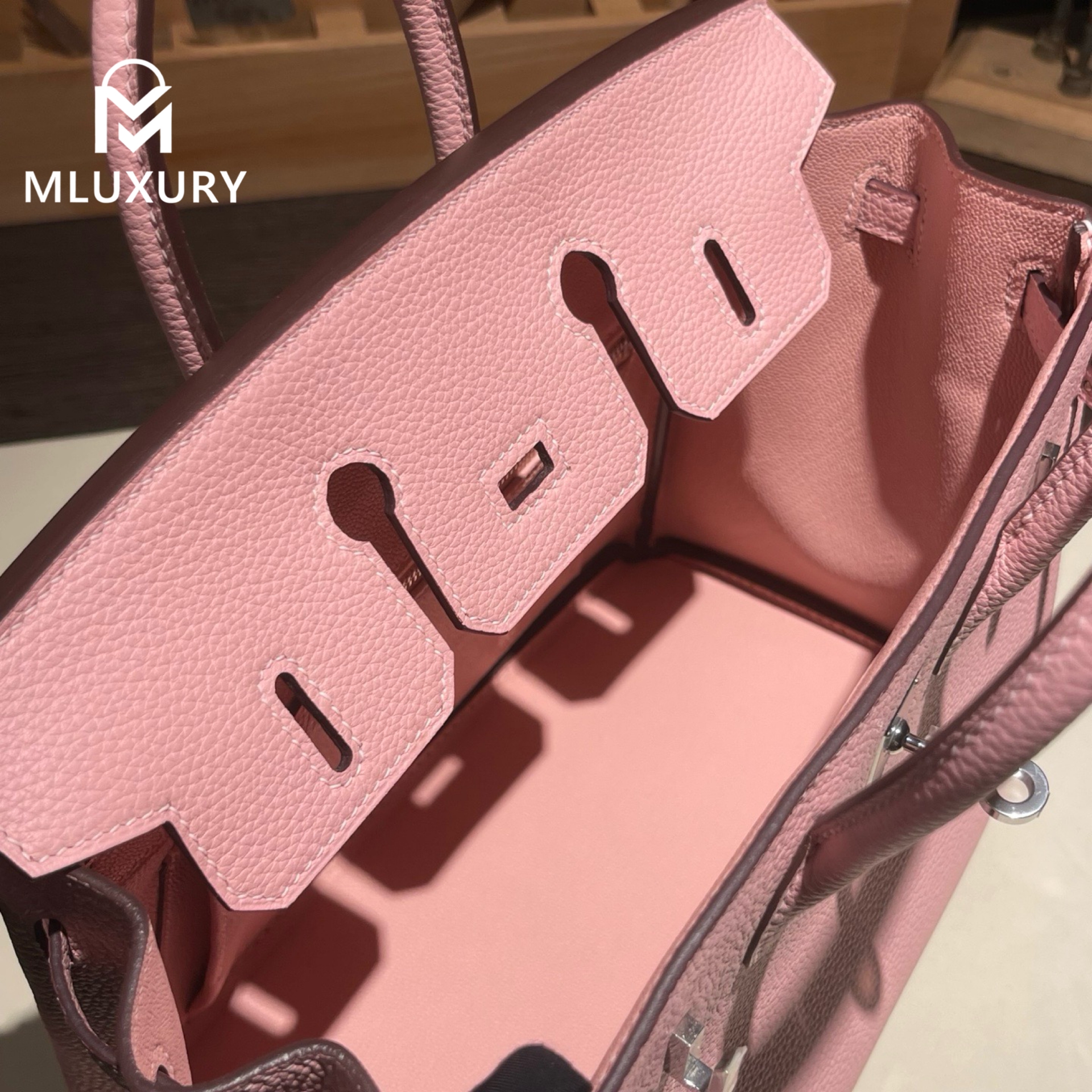 Hermès Birkin 25 Genuine Togo Leather, 3Q Cherry Blossom Pink, Silver Hardware