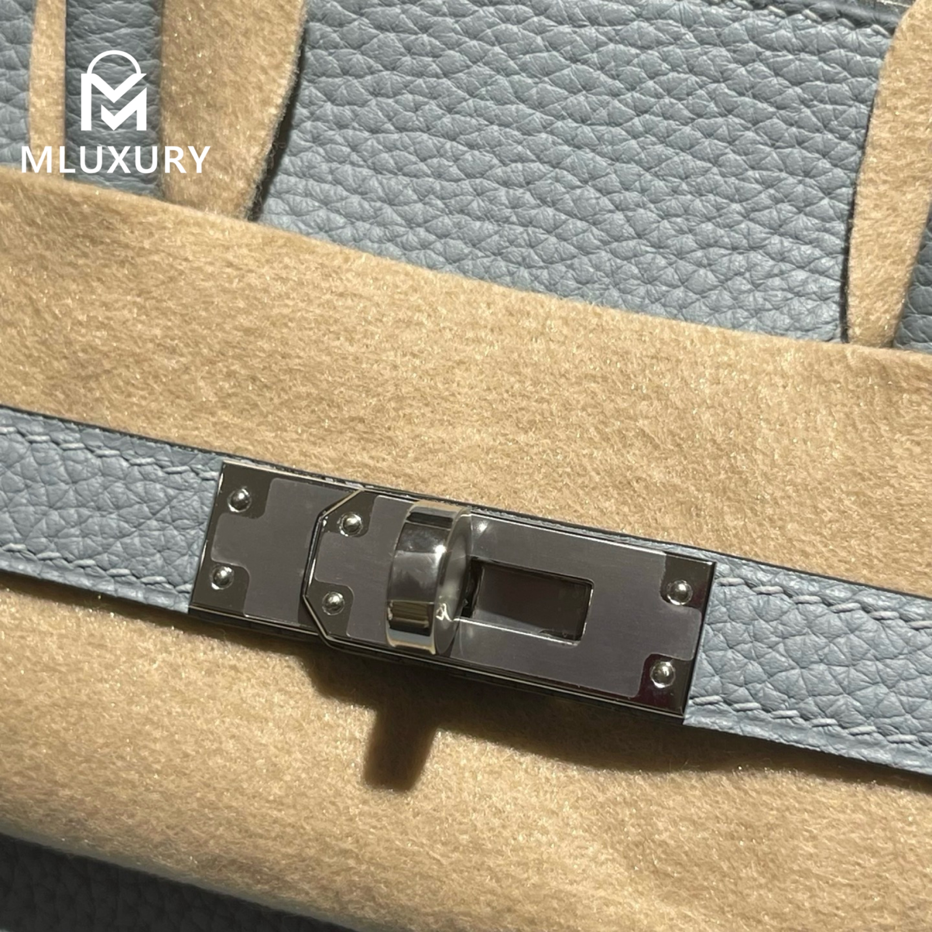 Hermès Birkin 25 Genuine Togo Leather, Glacier Blue, Silver Hardware