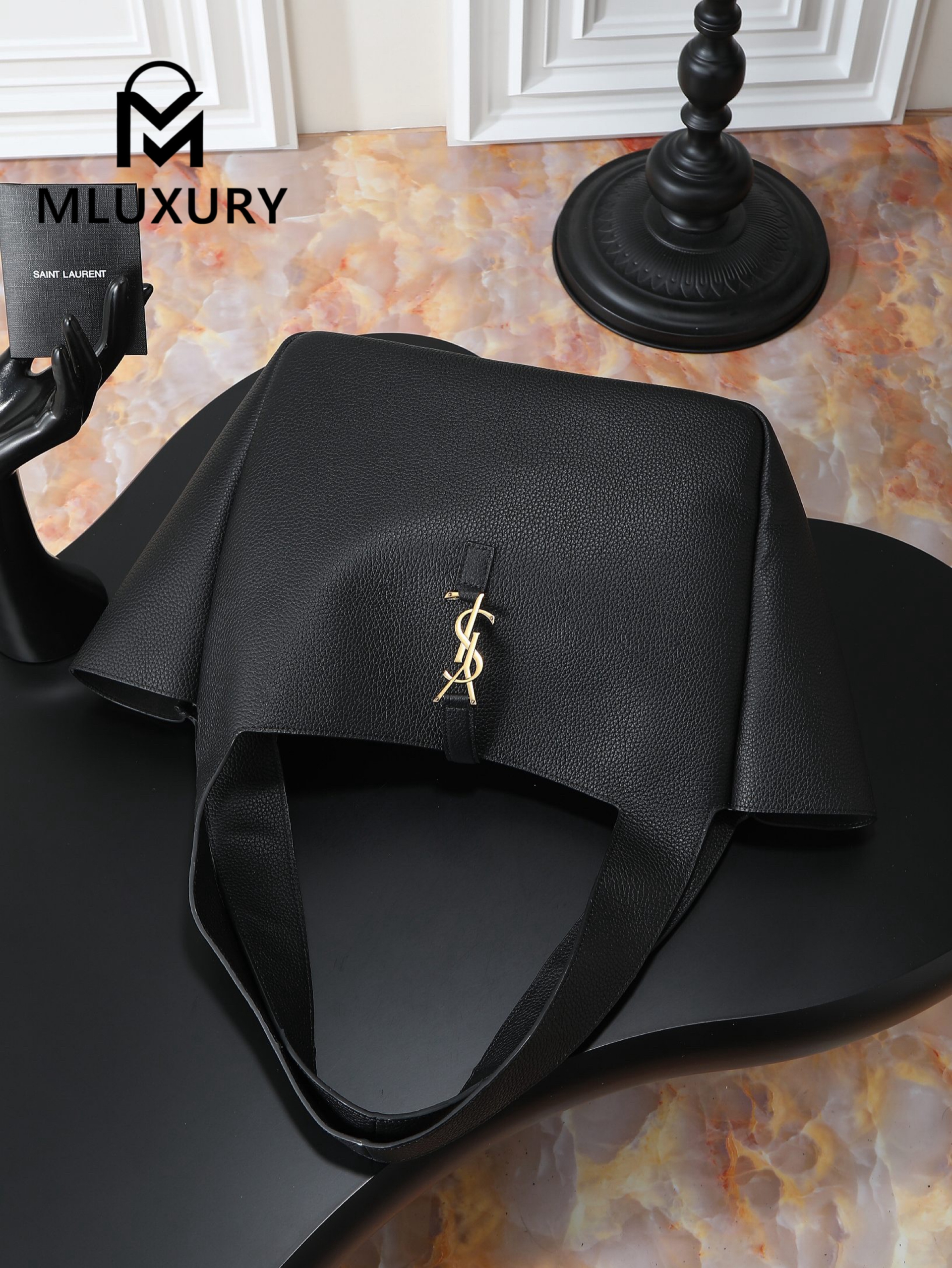 YSL Bea New Hobo Bag, Black with Gold Hardware