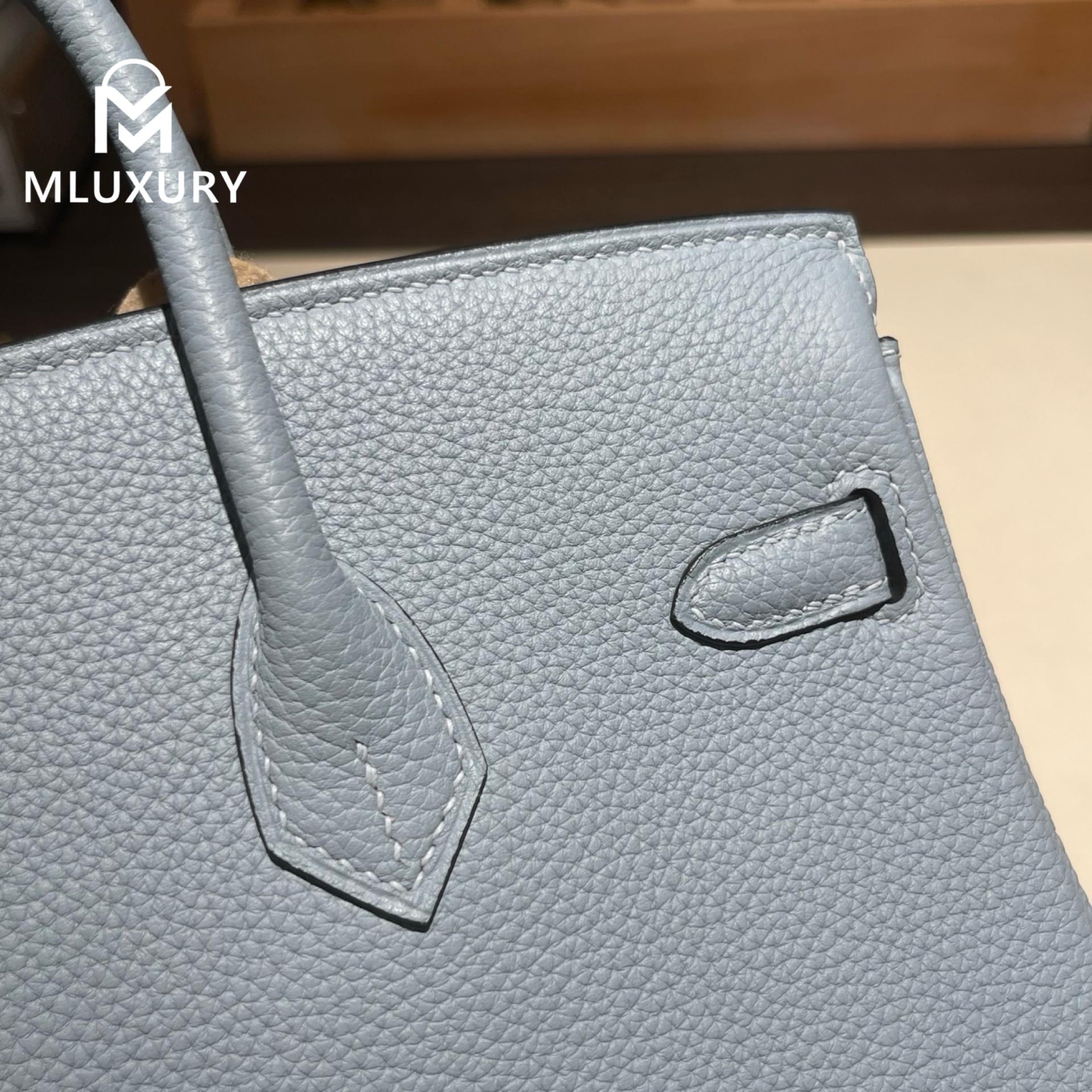 Hermès Birkin 25 Genuine Togo Leather, Glacier Blue, Silver Hardware