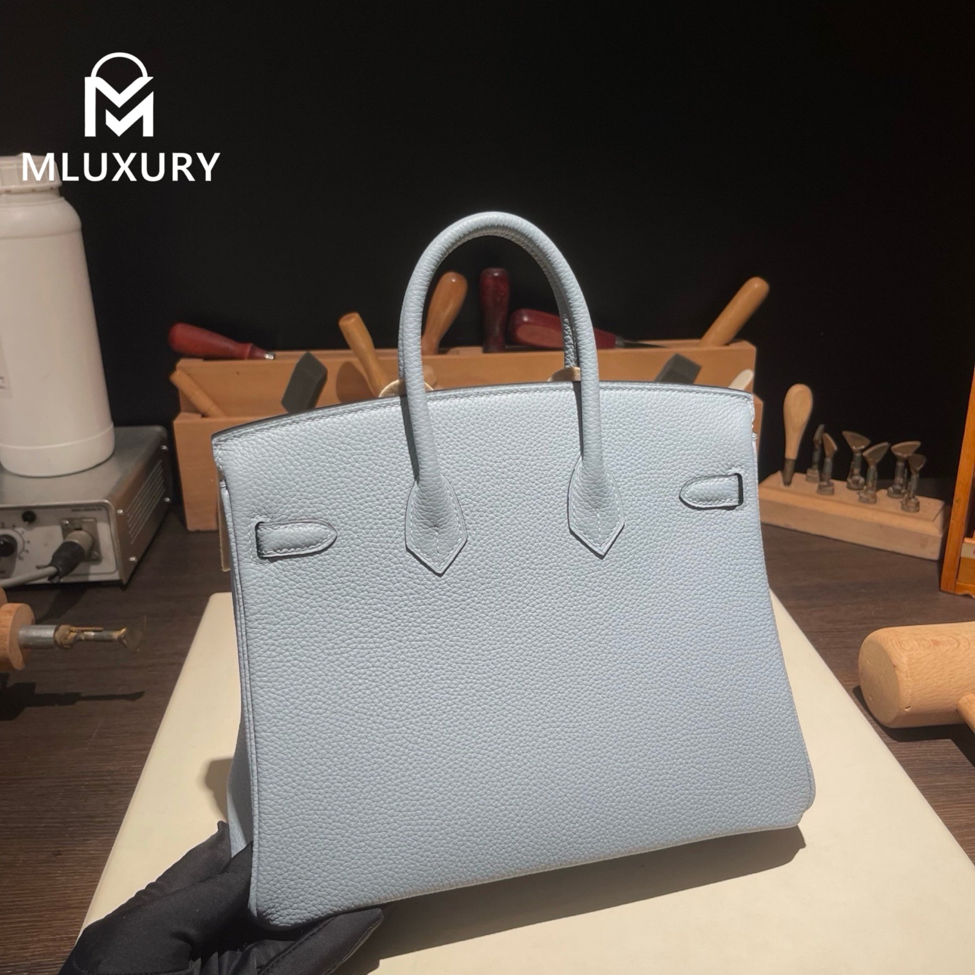 Hermès Birkin 25 Genuine Togo Leather, Glacier Blue, Silver Hardware