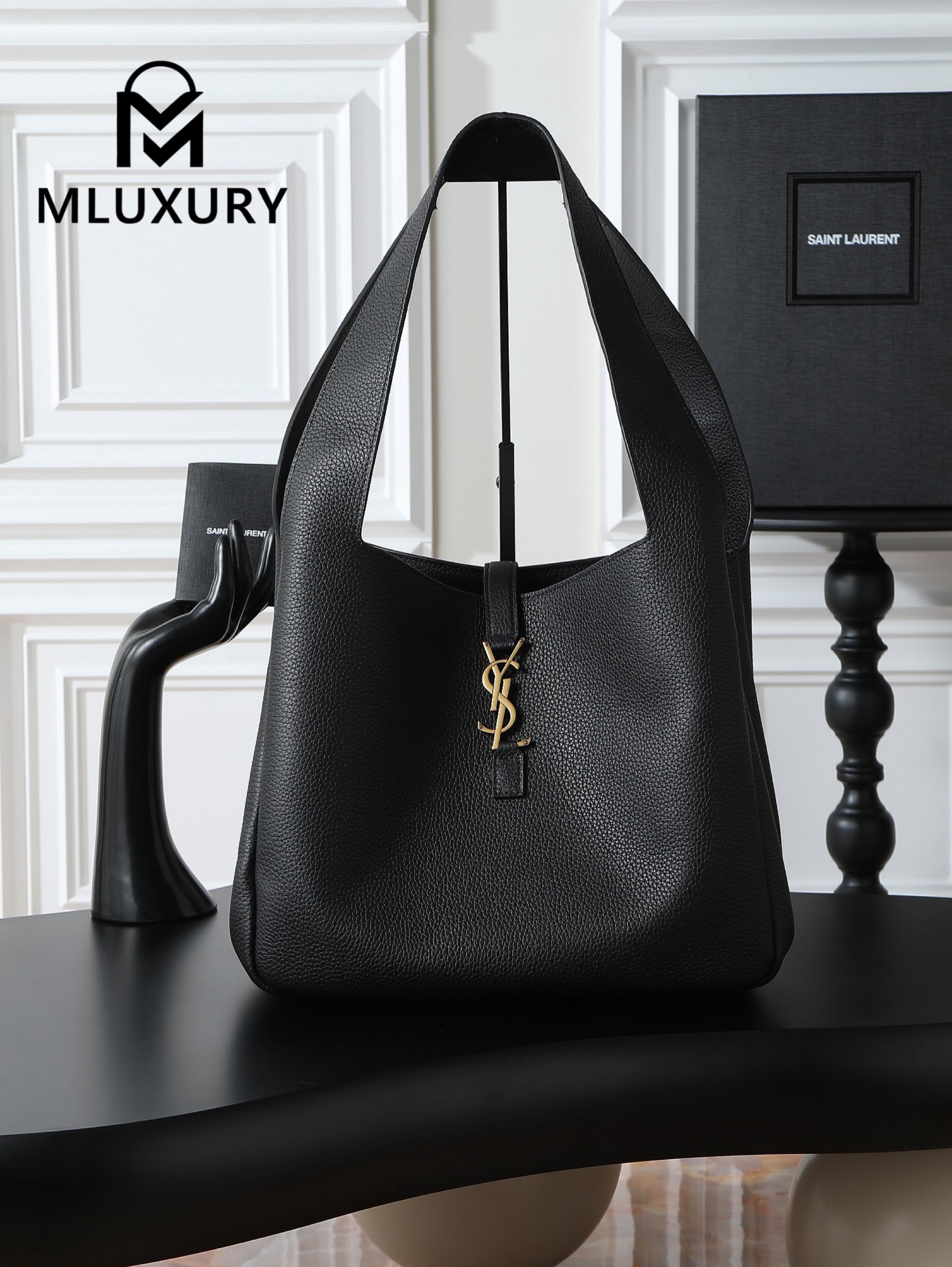 YSL Bea New Hobo Bag, Black with Gold Hardware