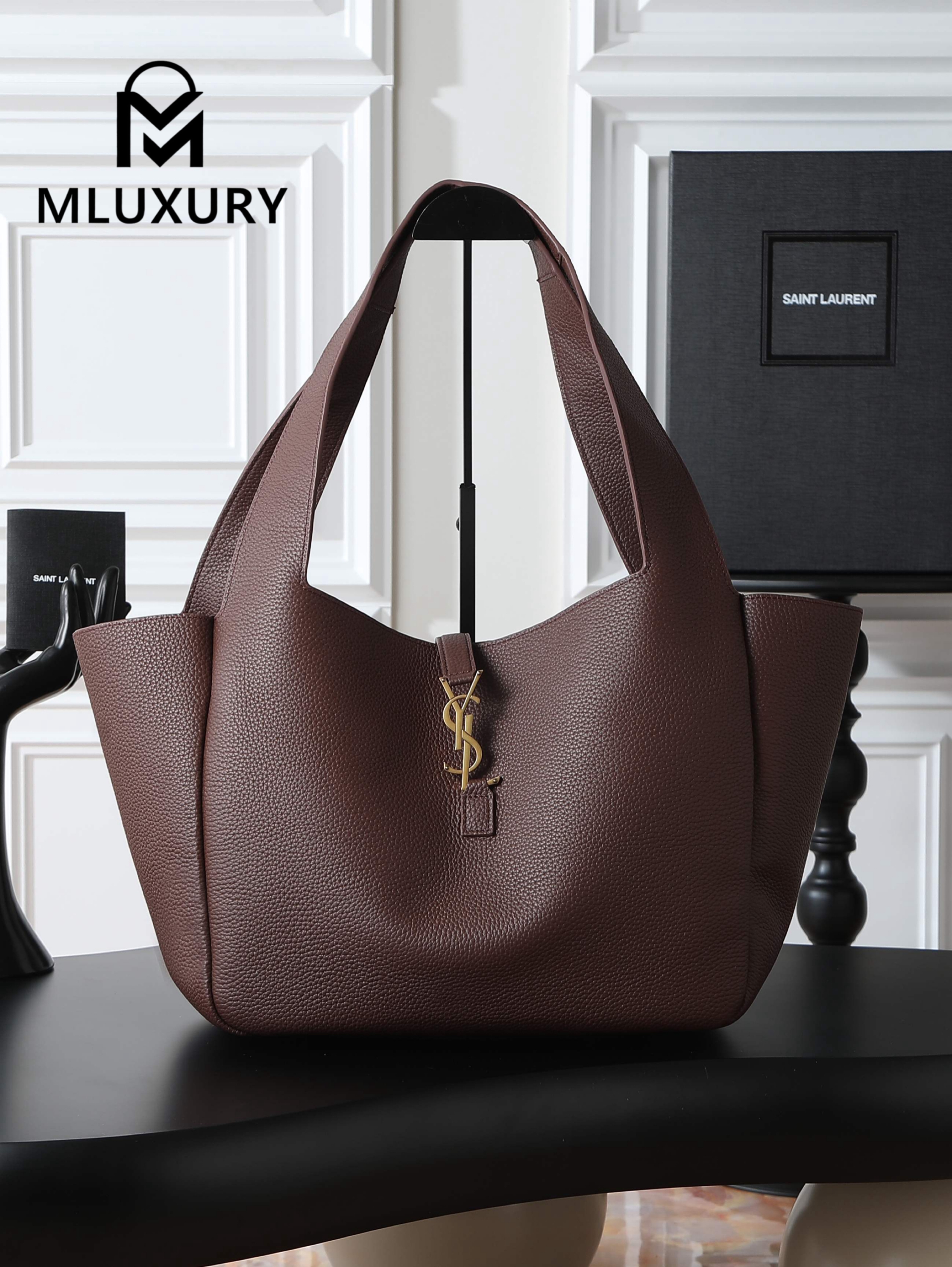 YSL Bea New Hobo Bag, Coffee Brown with Gold Hardware