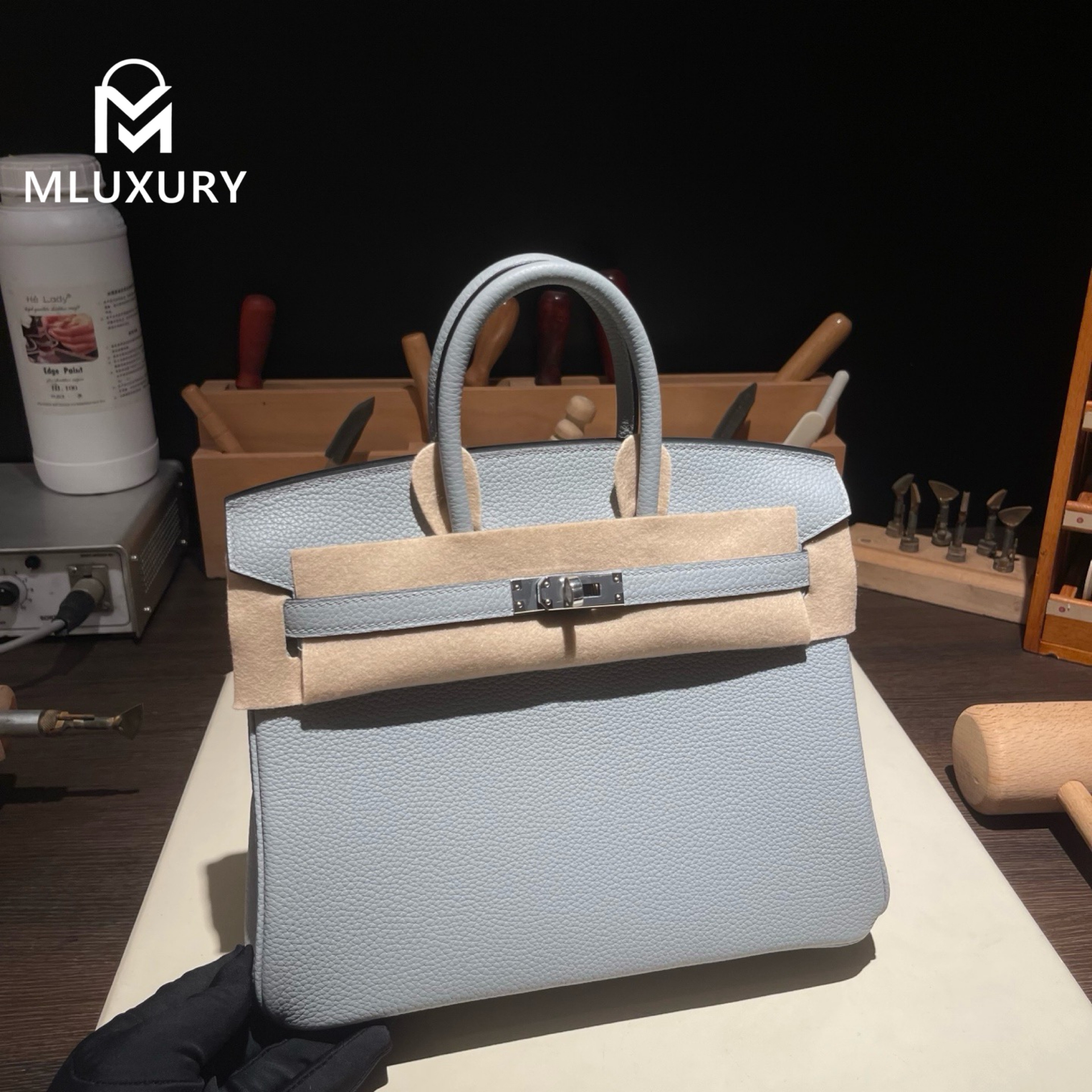 Hermès Birkin 25 Genuine Togo Leather, Glacier Blue, Silver Hardware