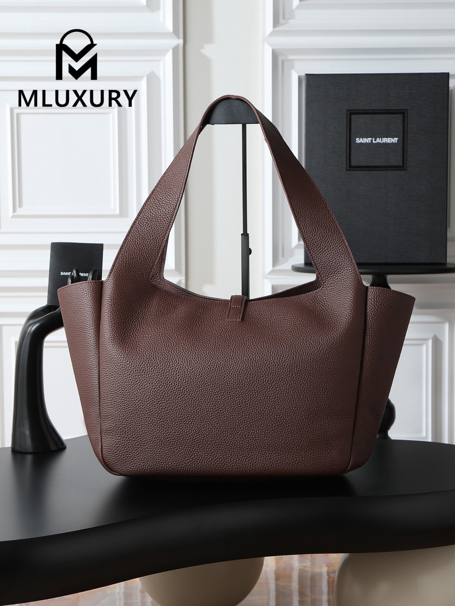 YSL Bea New Hobo Bag, Coffee Brown with Gold Hardware