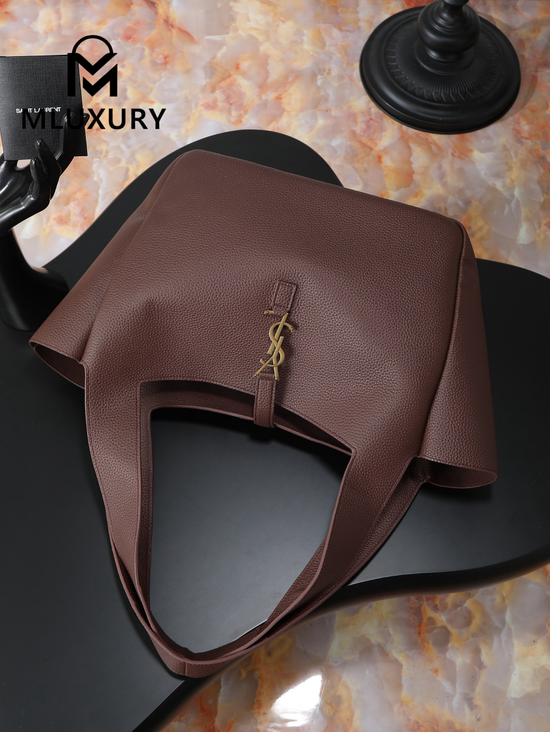 YSL Bea New Hobo Bag, Coffee Brown with Gold Hardware