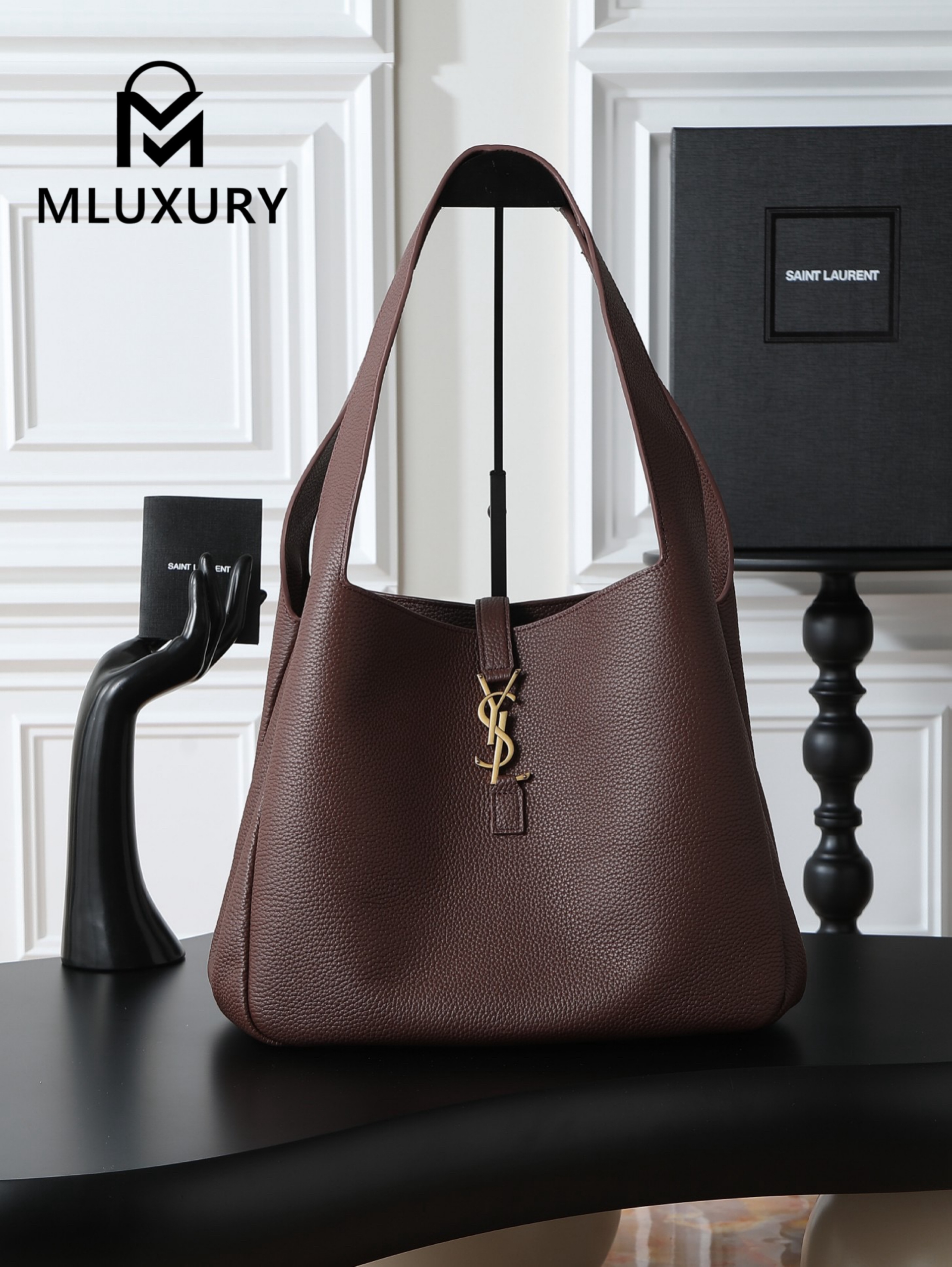 YSL Bea New Hobo Bag, Coffee Brown with Gold Hardware