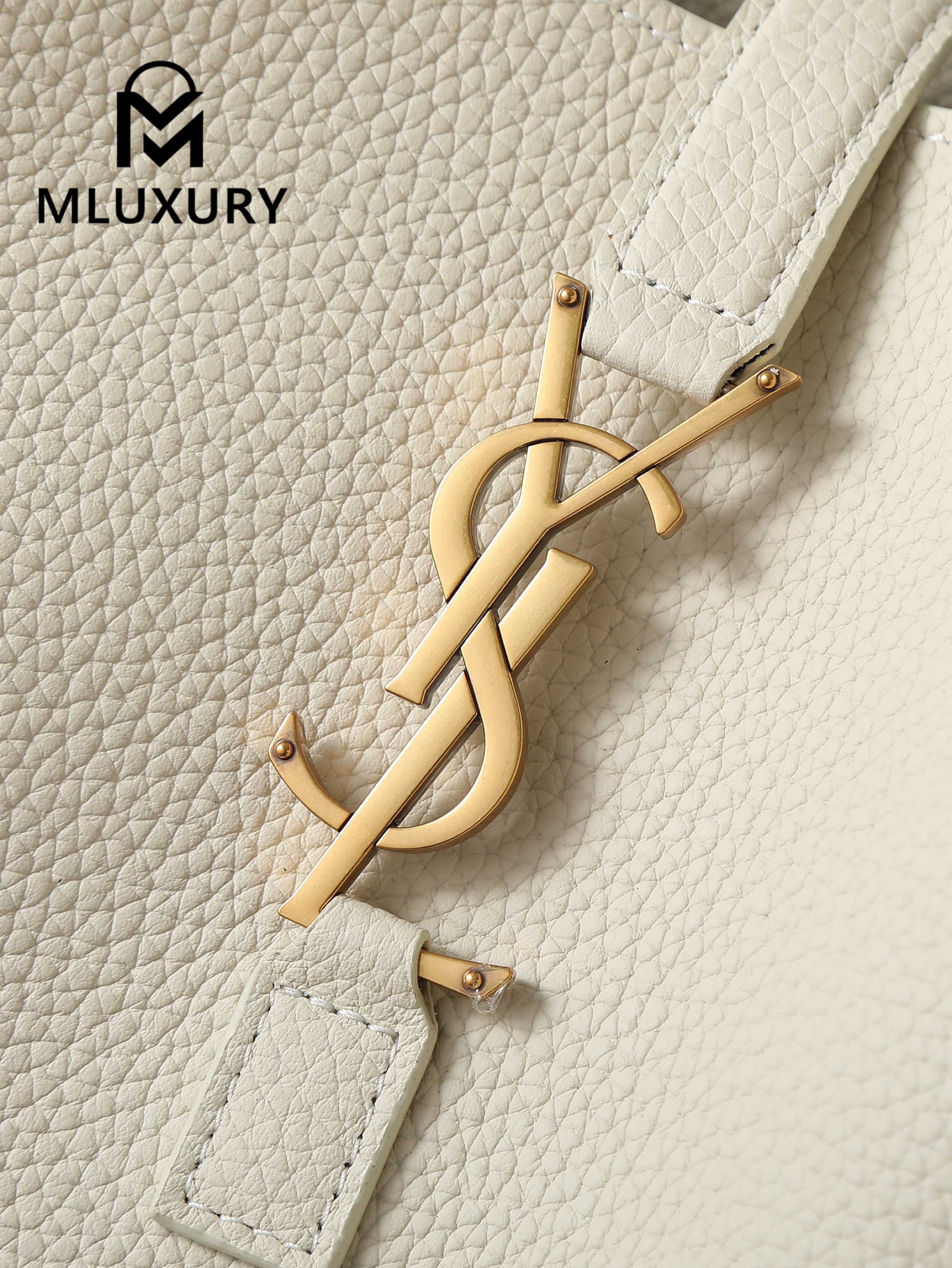 YSL Bea New Hobo Bag, White with Gold Hardware