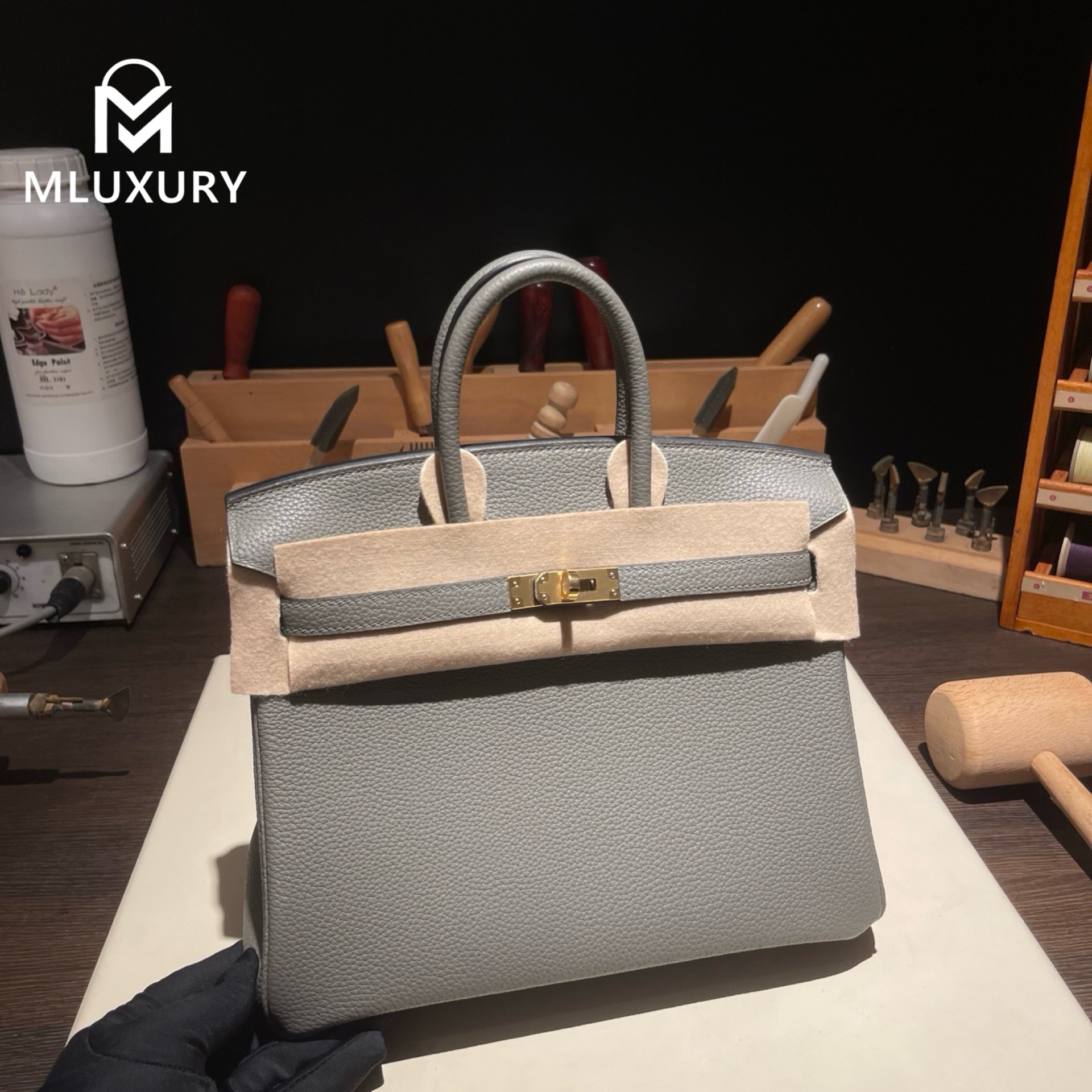Hermès Birkin 25 Togo leather, pewter grey, gold hardware