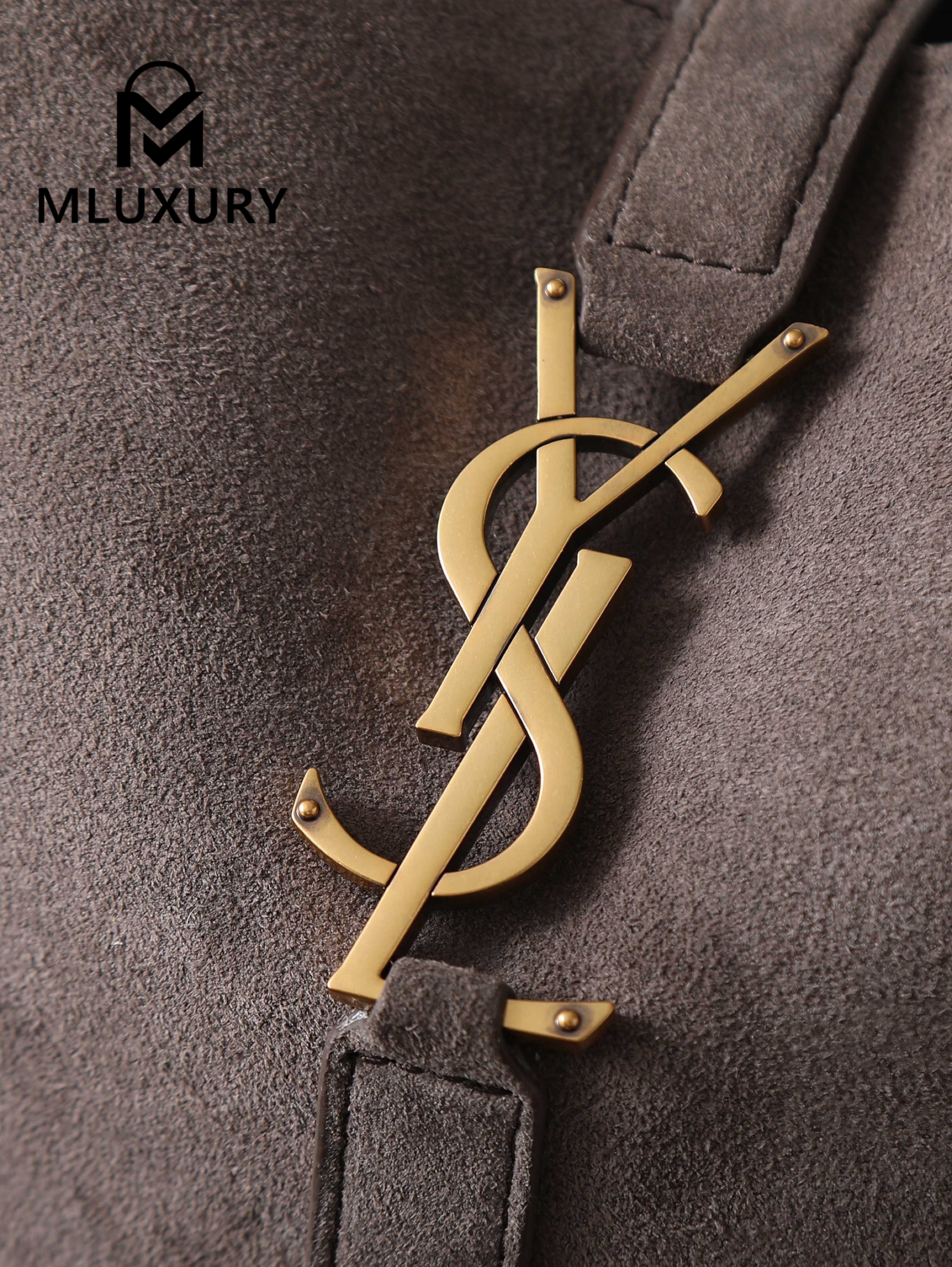 YSL Bea New Hobo Bag, Grey Suede with Gold Hardware