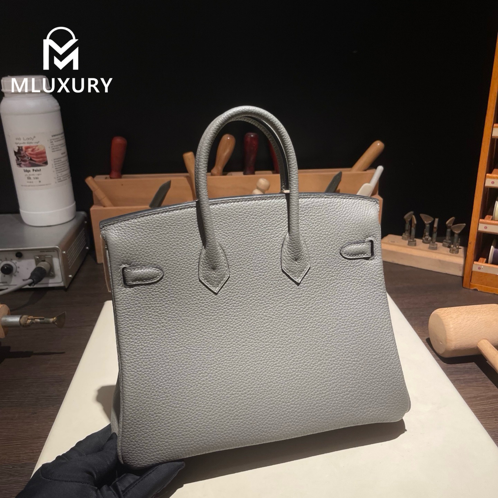 Hermès Birkin 25 Togo leather, pewter grey, gold hardware