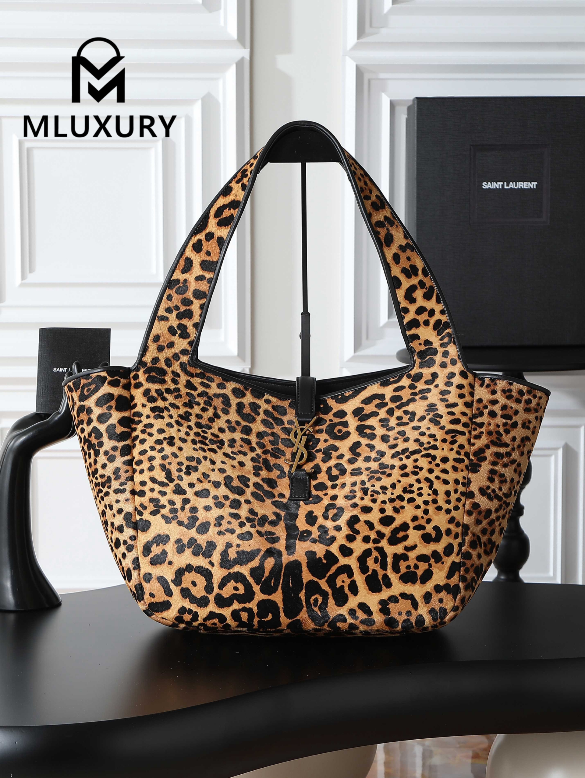 YSL Bea New Hobo Bag, Leopard Print with Gold Buckle