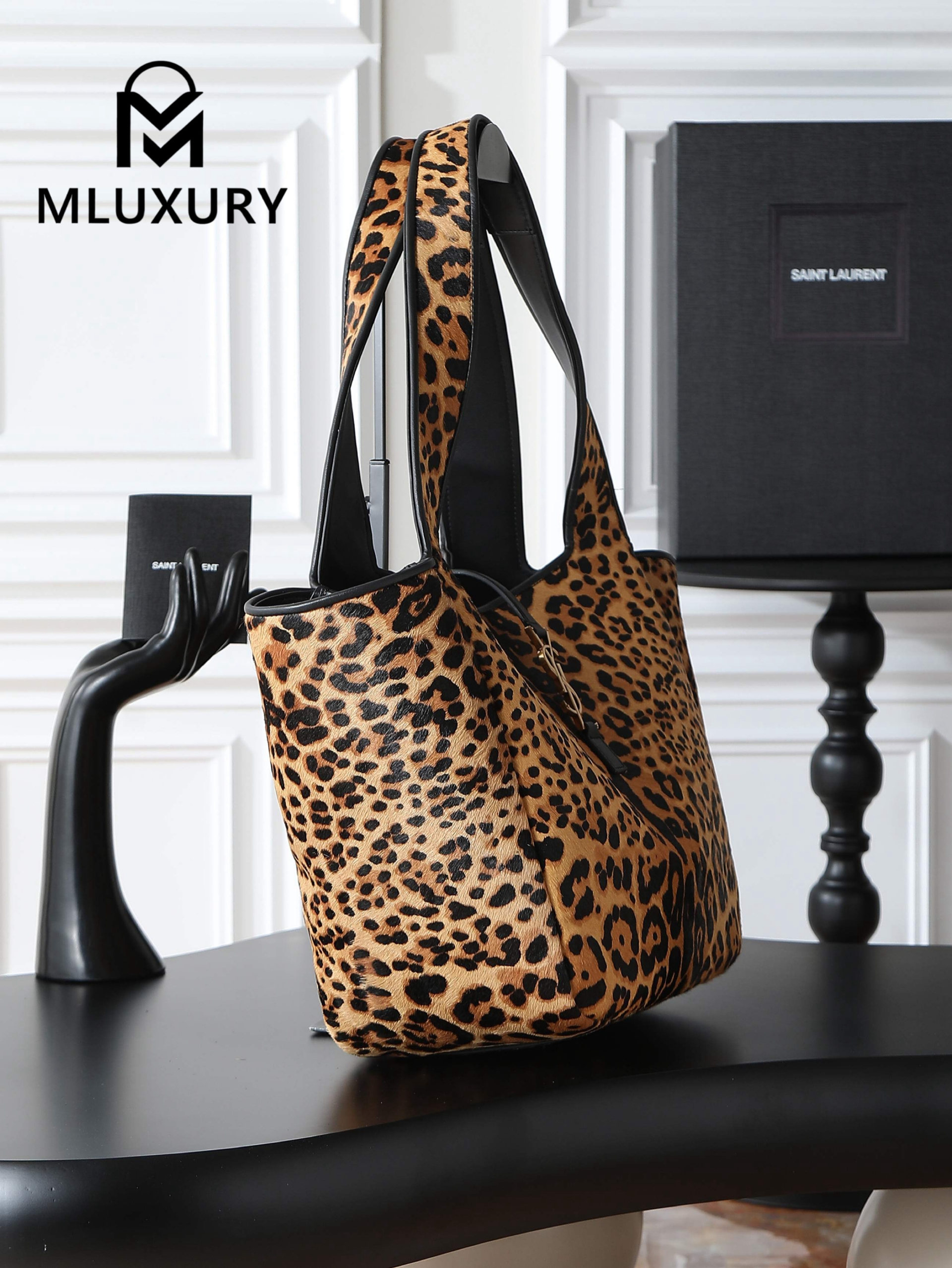YSL Bea New Hobo Bag, Leopard Print with Gold Buckle
