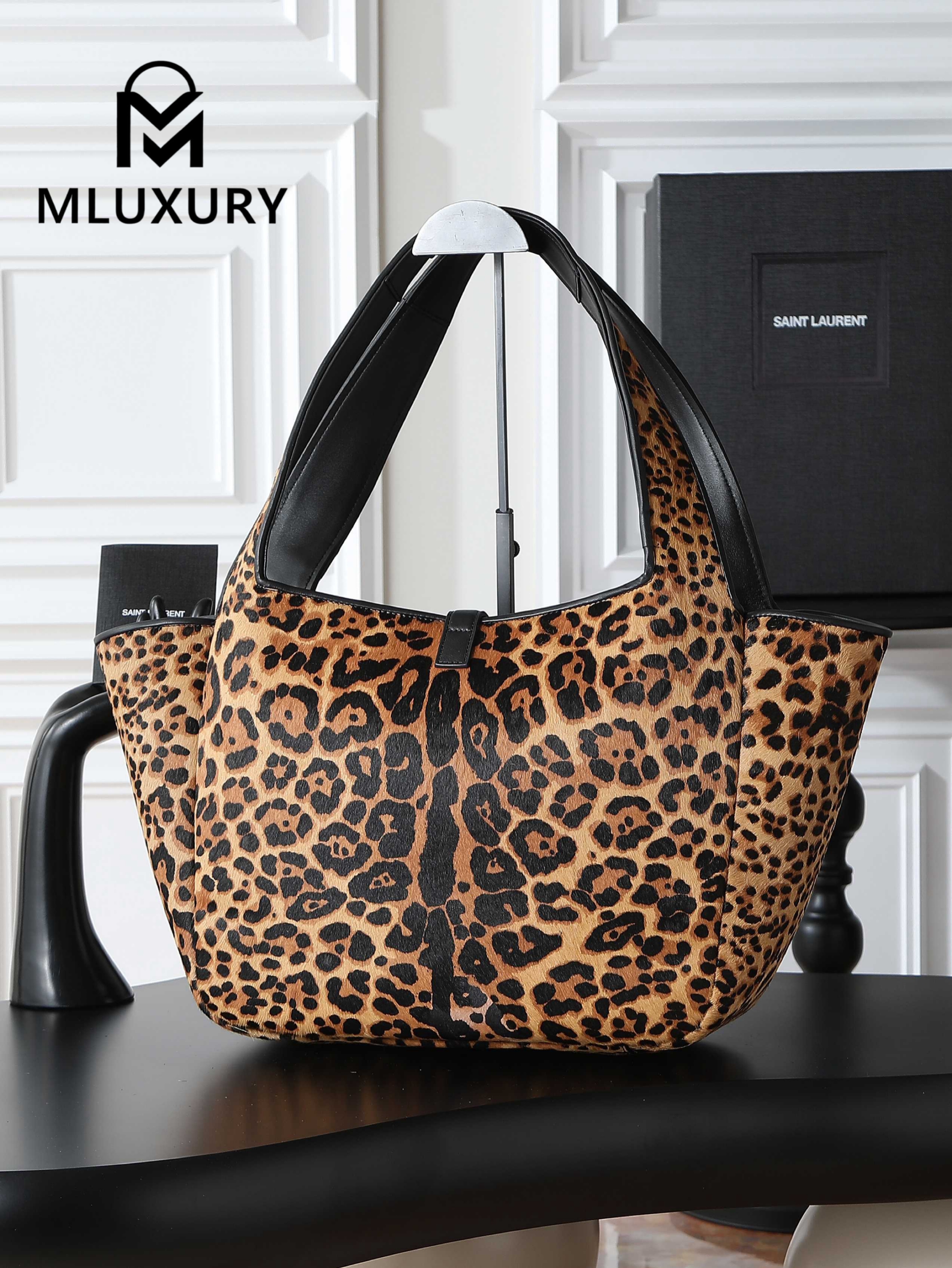 YSL Bea New Hobo Bag, Leopard Print with Gold Buckle