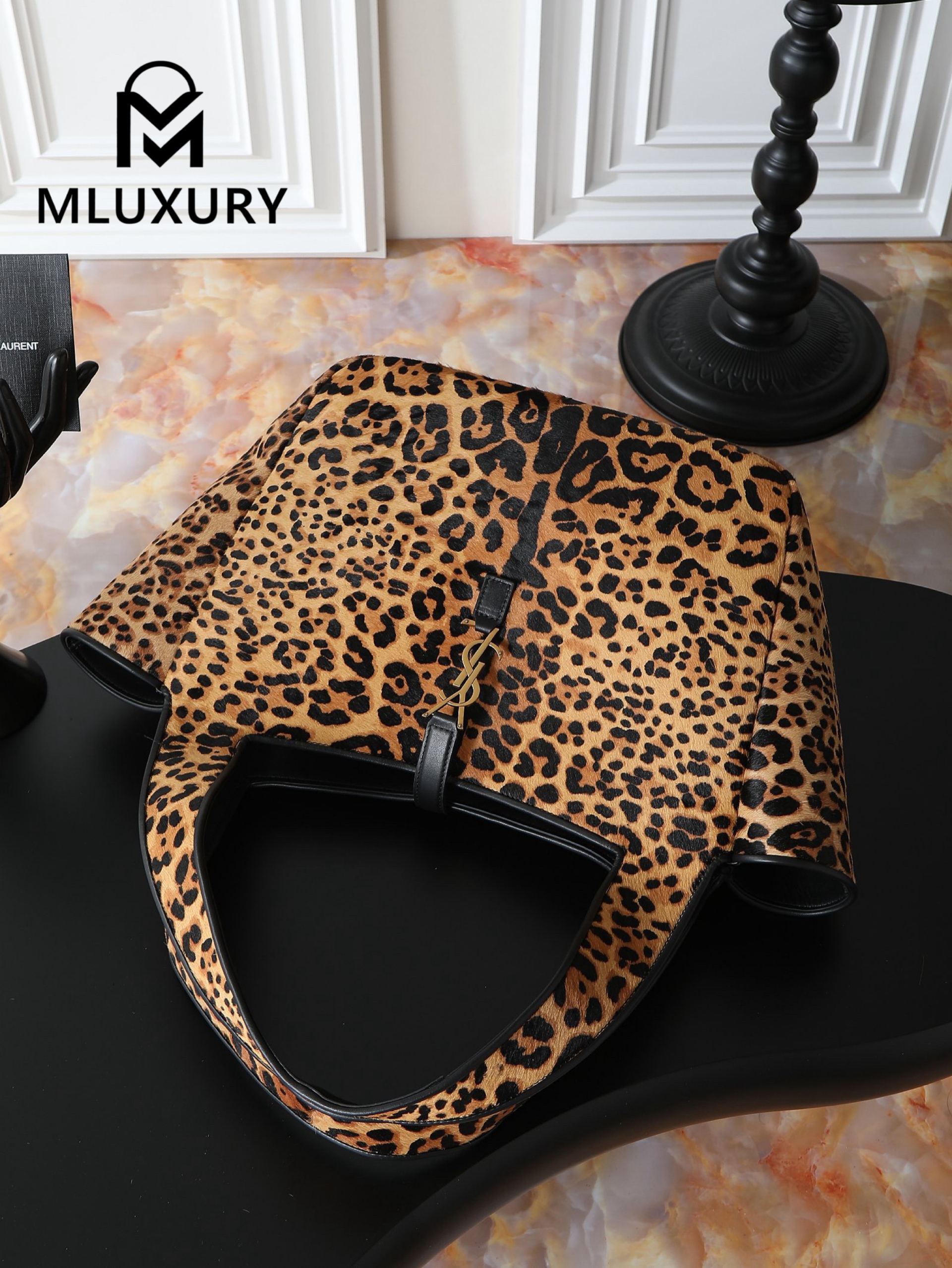 YSL Bea New Hobo Bag, Leopard Print with Gold Buckle