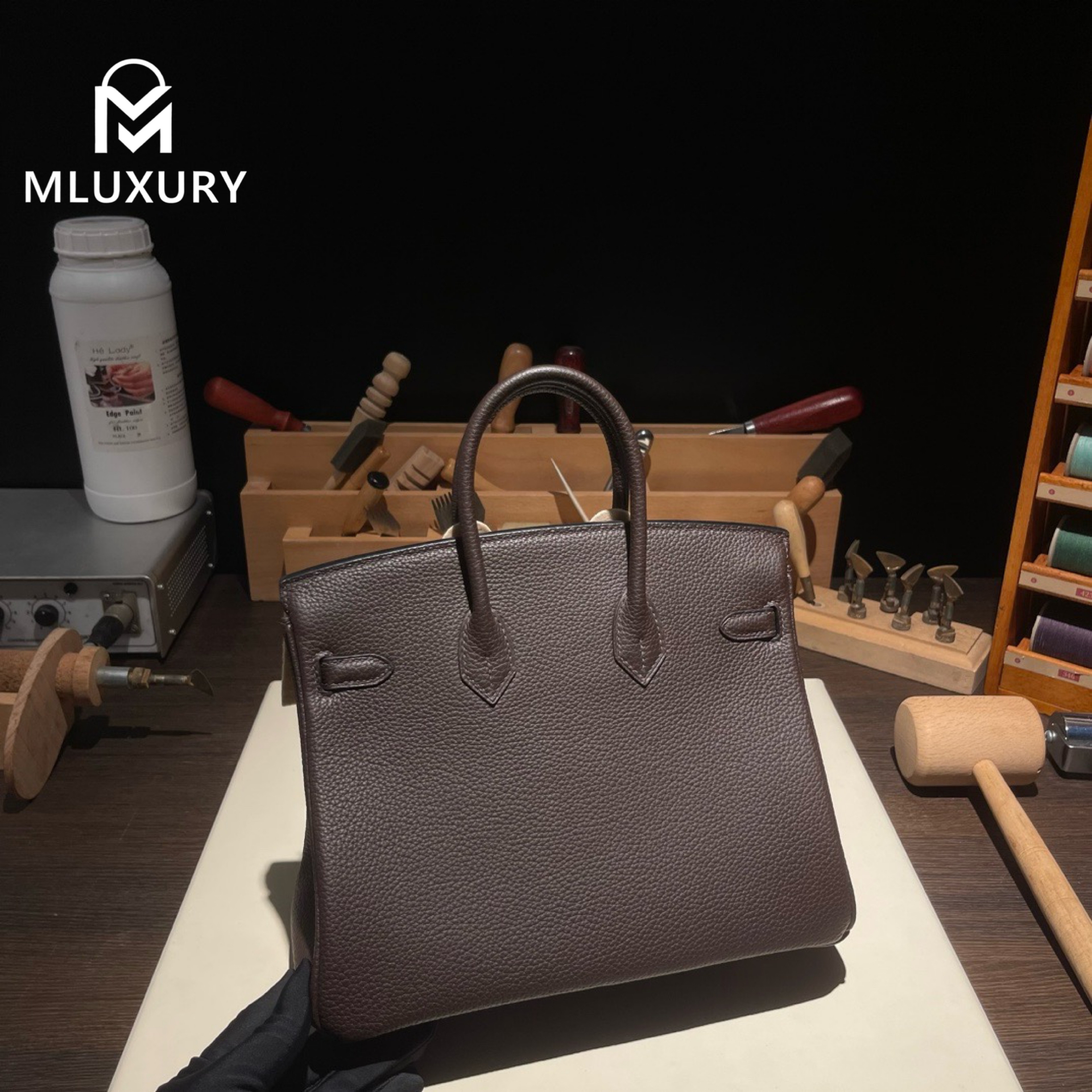 Hermès Birkin 25 Togo leather, ebony color, silver hardware