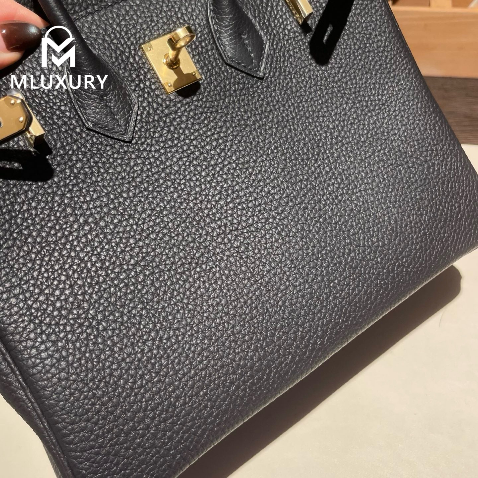 Hermès Birkin 25, Weinheimer, Germany, Hammer leather, genuine Togo leather, black with gold hardware