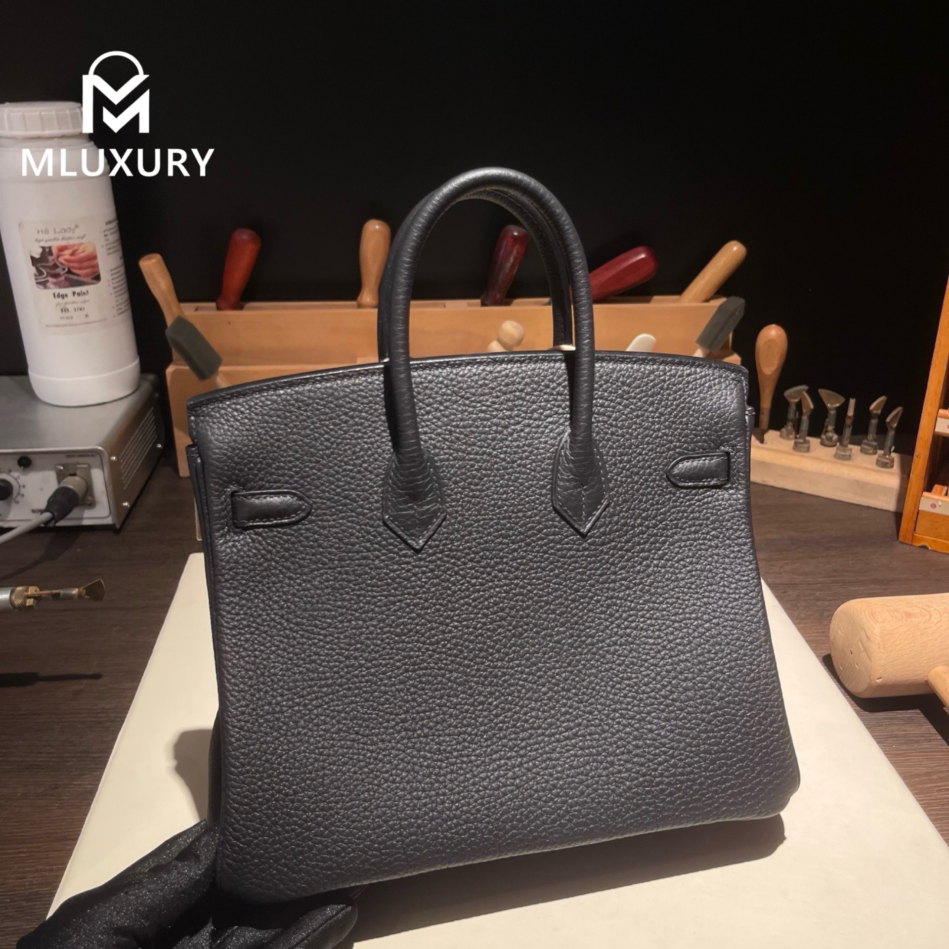 Hermès Birkin 25, Weinheimer, Germany, Hammer leather, genuine Togo leather, black with gold hardware