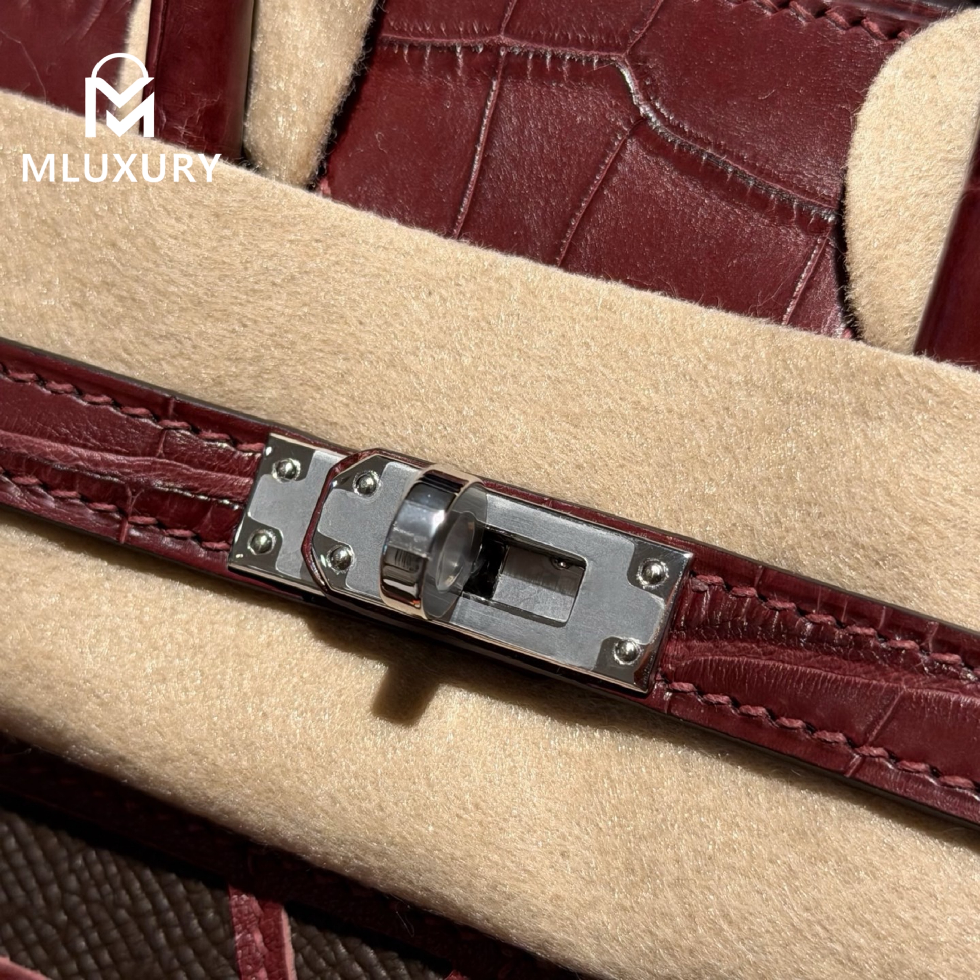 Hermès Birkin 20 Matte Alligator, Sunset Red House, Silver Hardware
