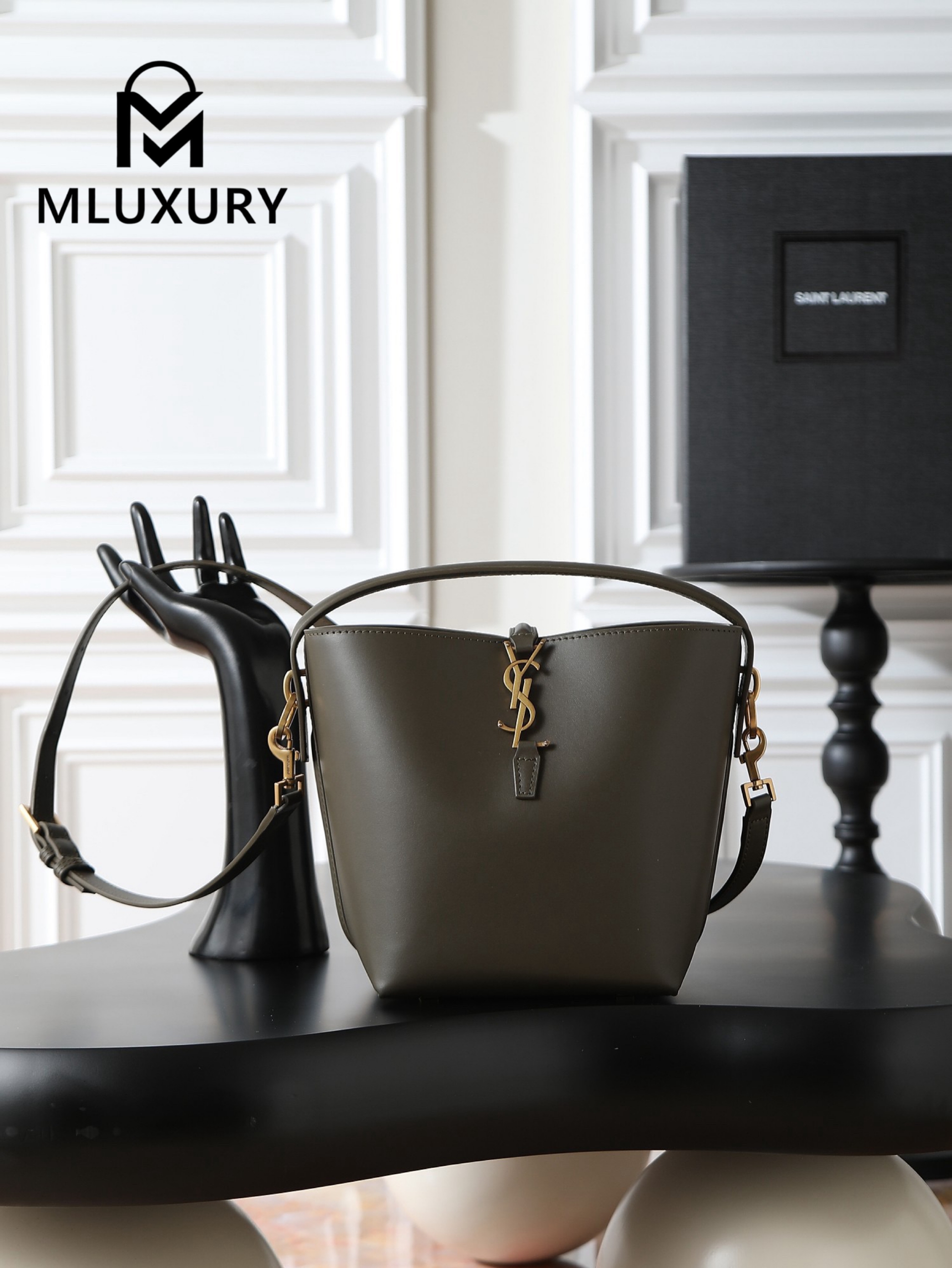 YSL LE 37 Bucket Bag, Small, Green