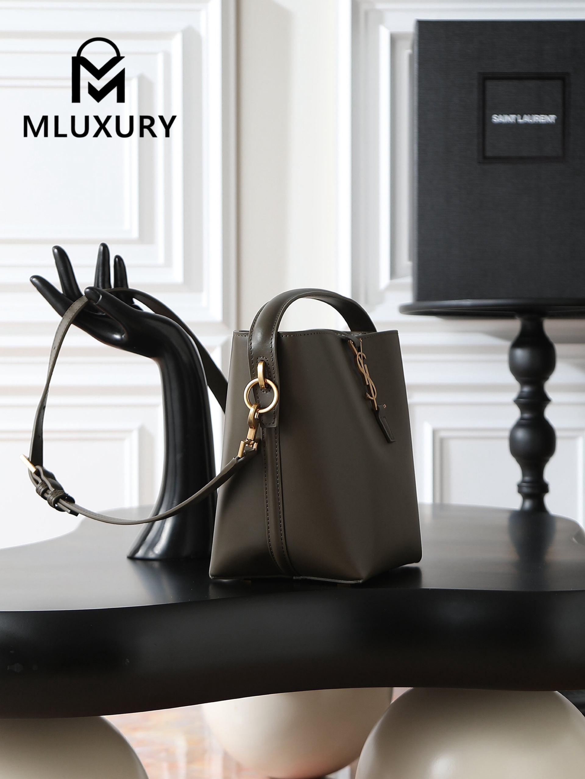 YSL LE 37 Bucket Bag, Small, Green