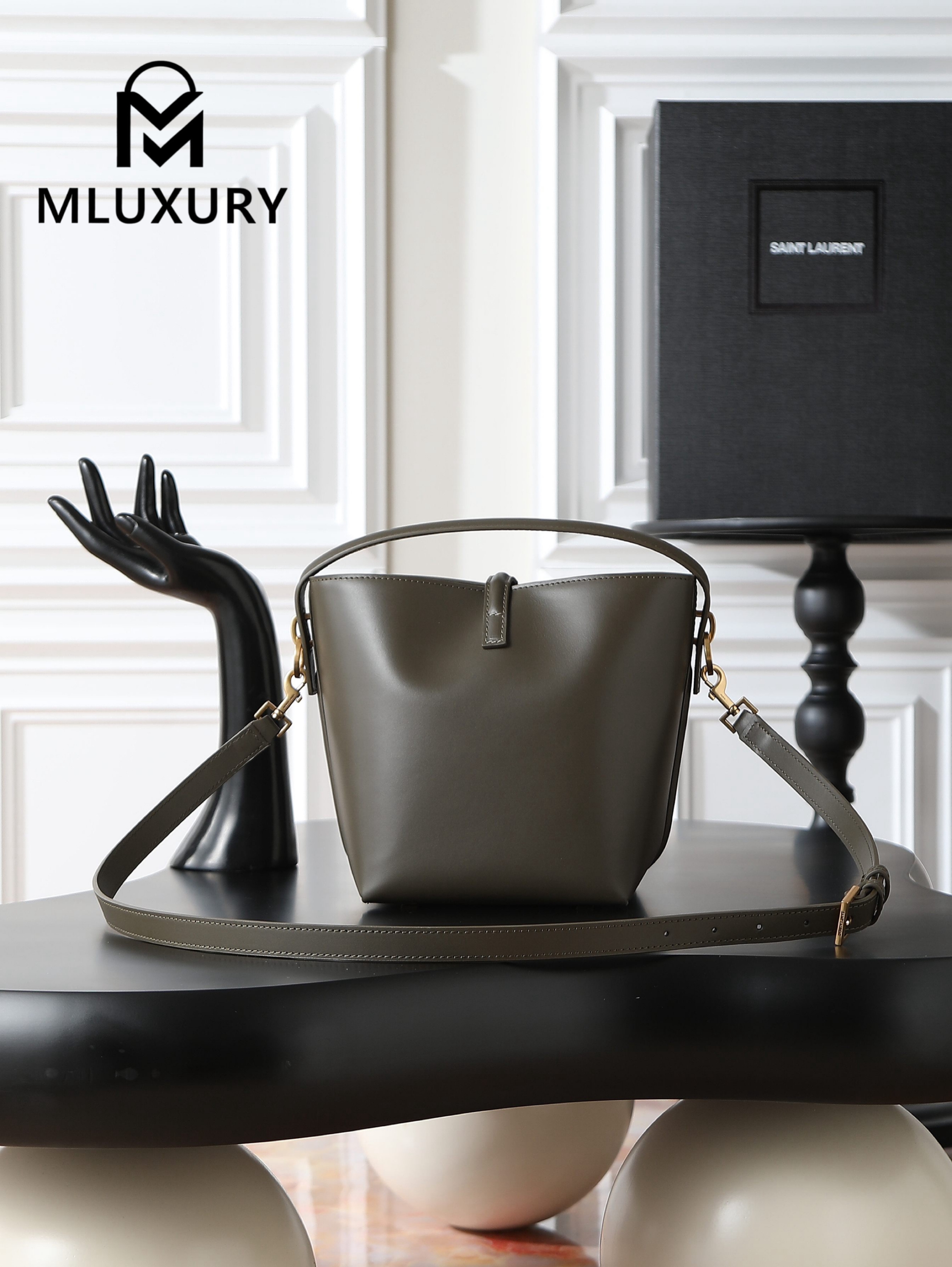 YSL LE 37 Bucket Bag, Small, Green