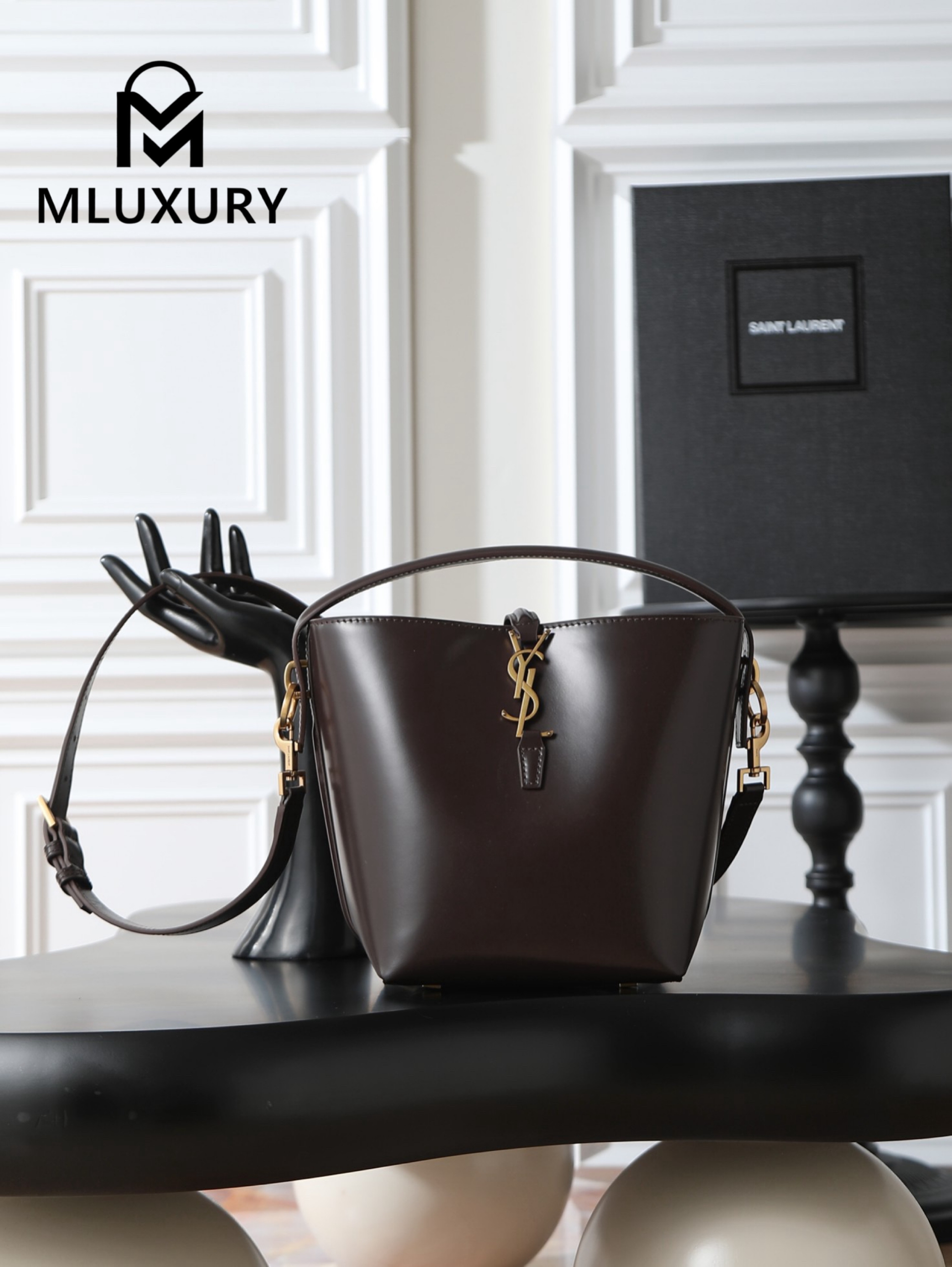 YSL LE 37 Bucket Bag, Small, Coffee Brown