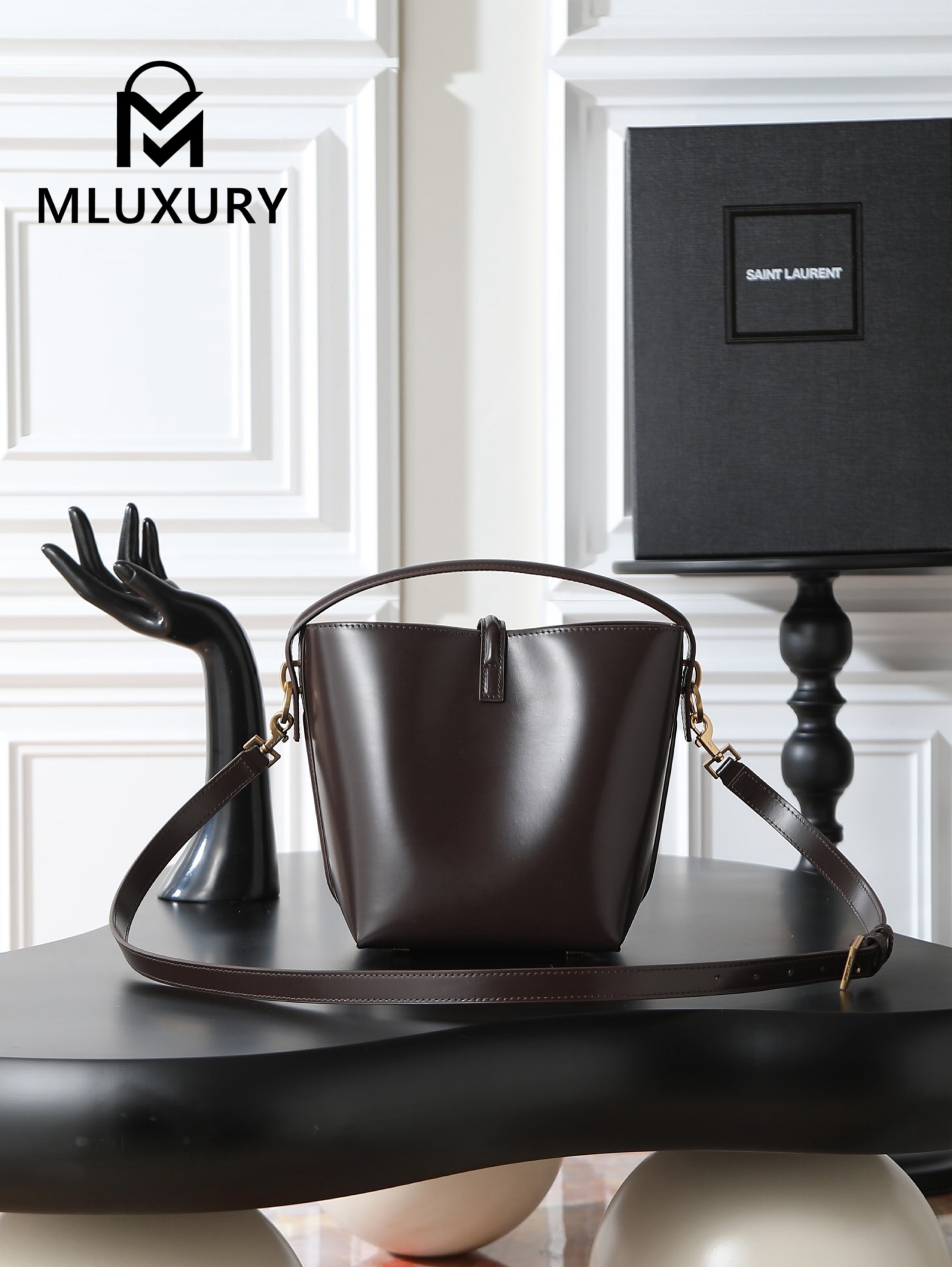 YSL LE 37 Bucket Bag, Small, Coffee Brown