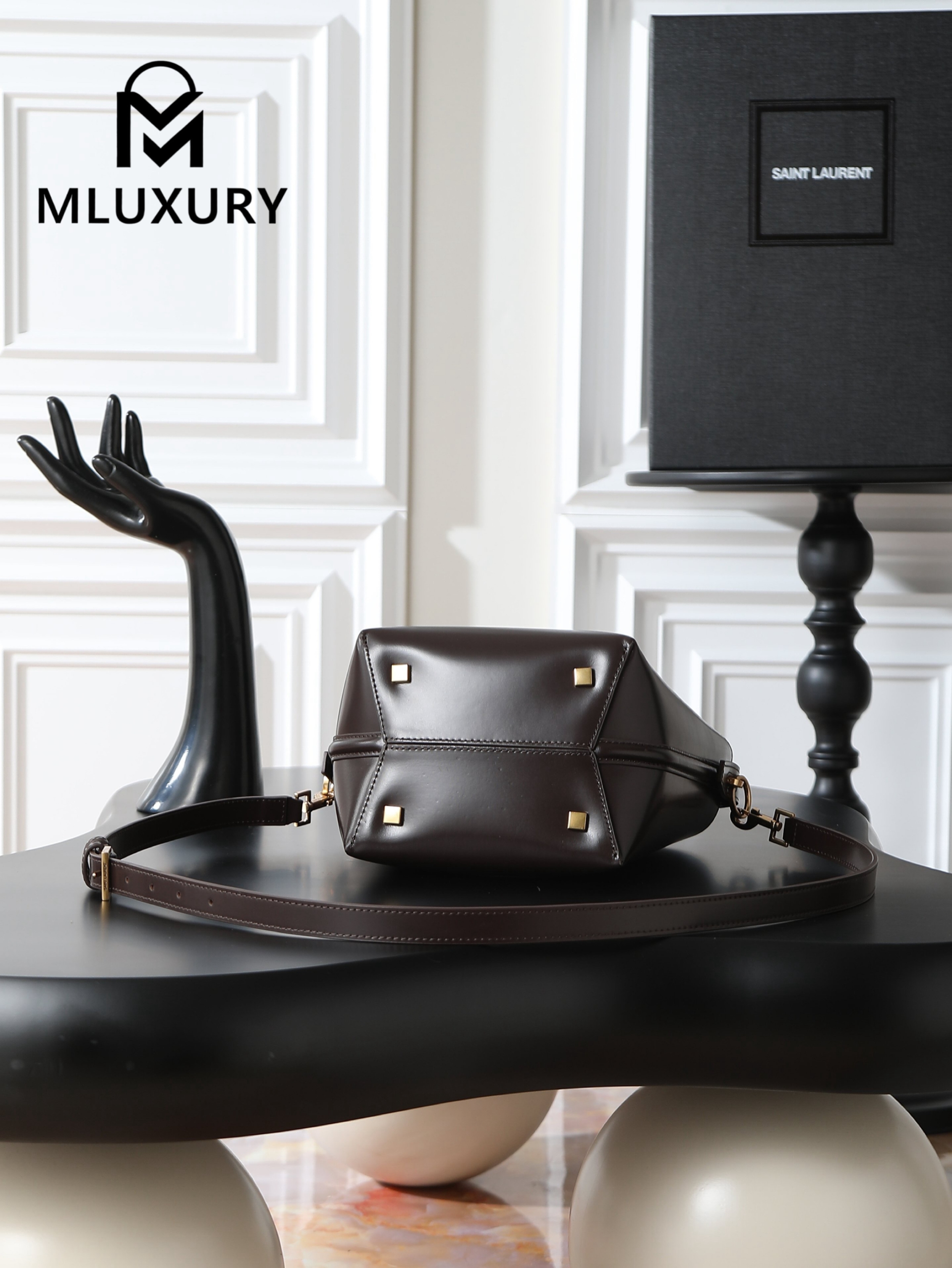 YSL LE 37 Bucket Bag, Small, Coffee Brown
