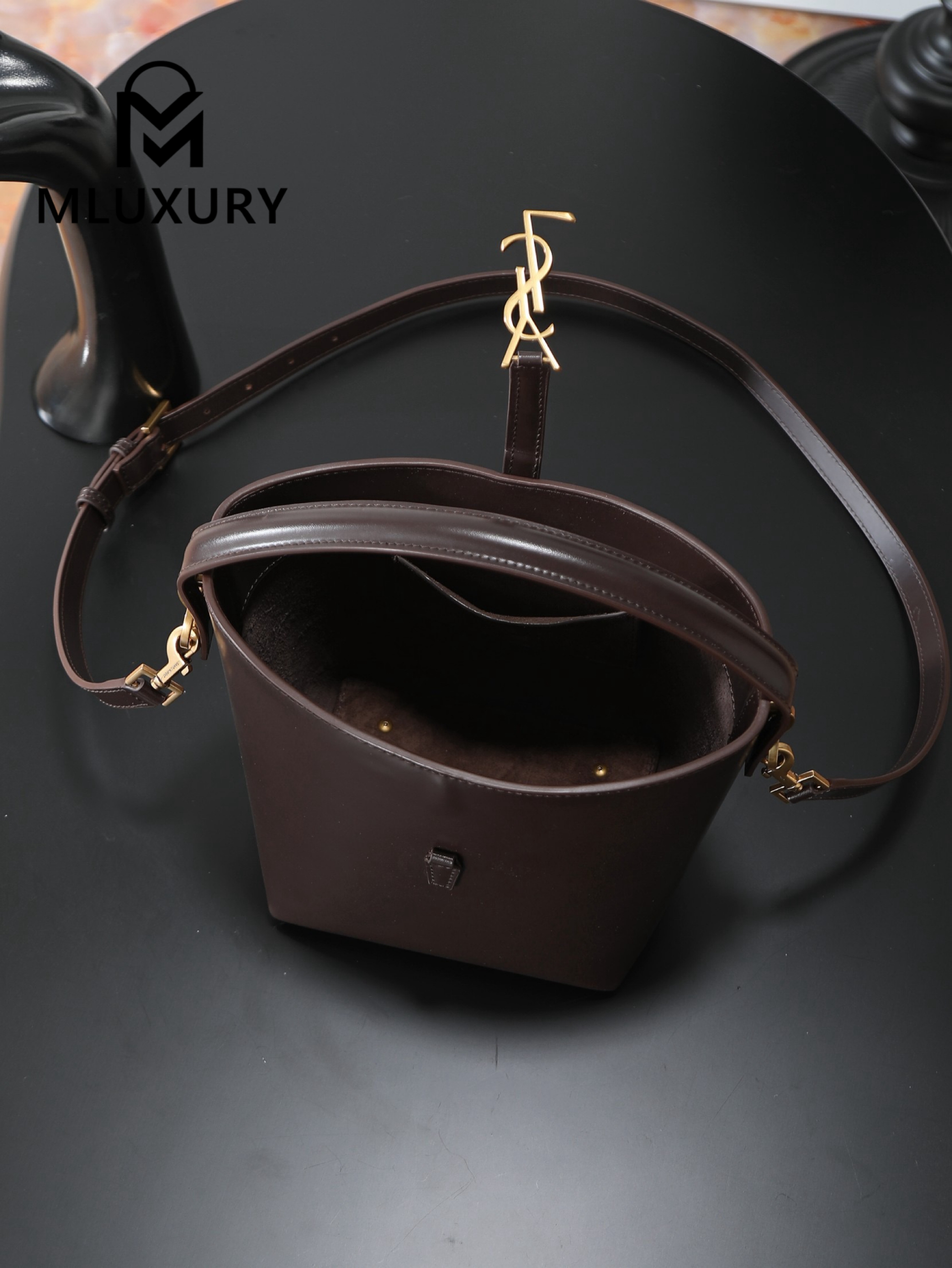 YSL LE 37 Bucket Bag, Small, Coffee Brown