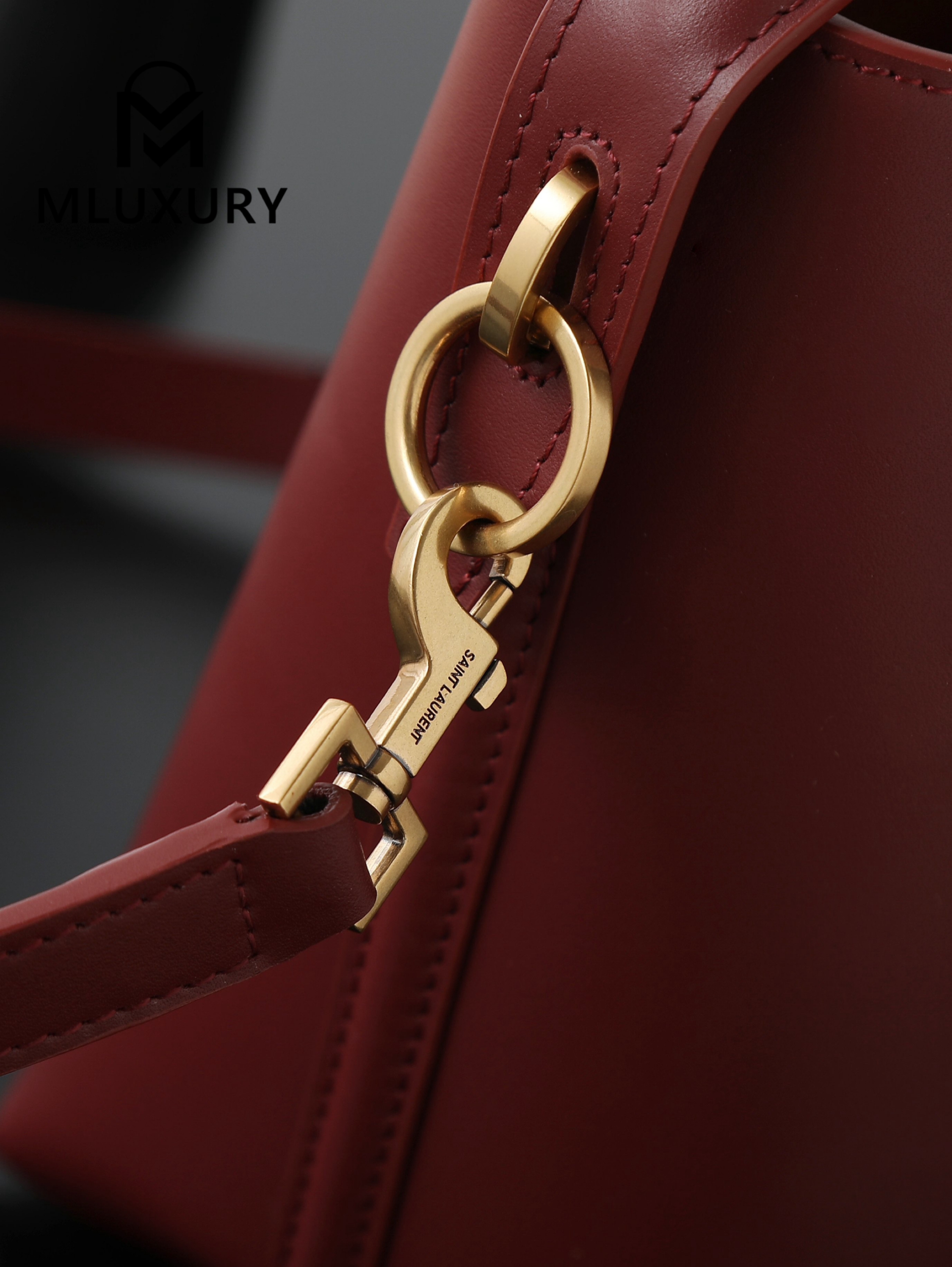 YSL LE 37 Bucket Bag, Small, Burgundy