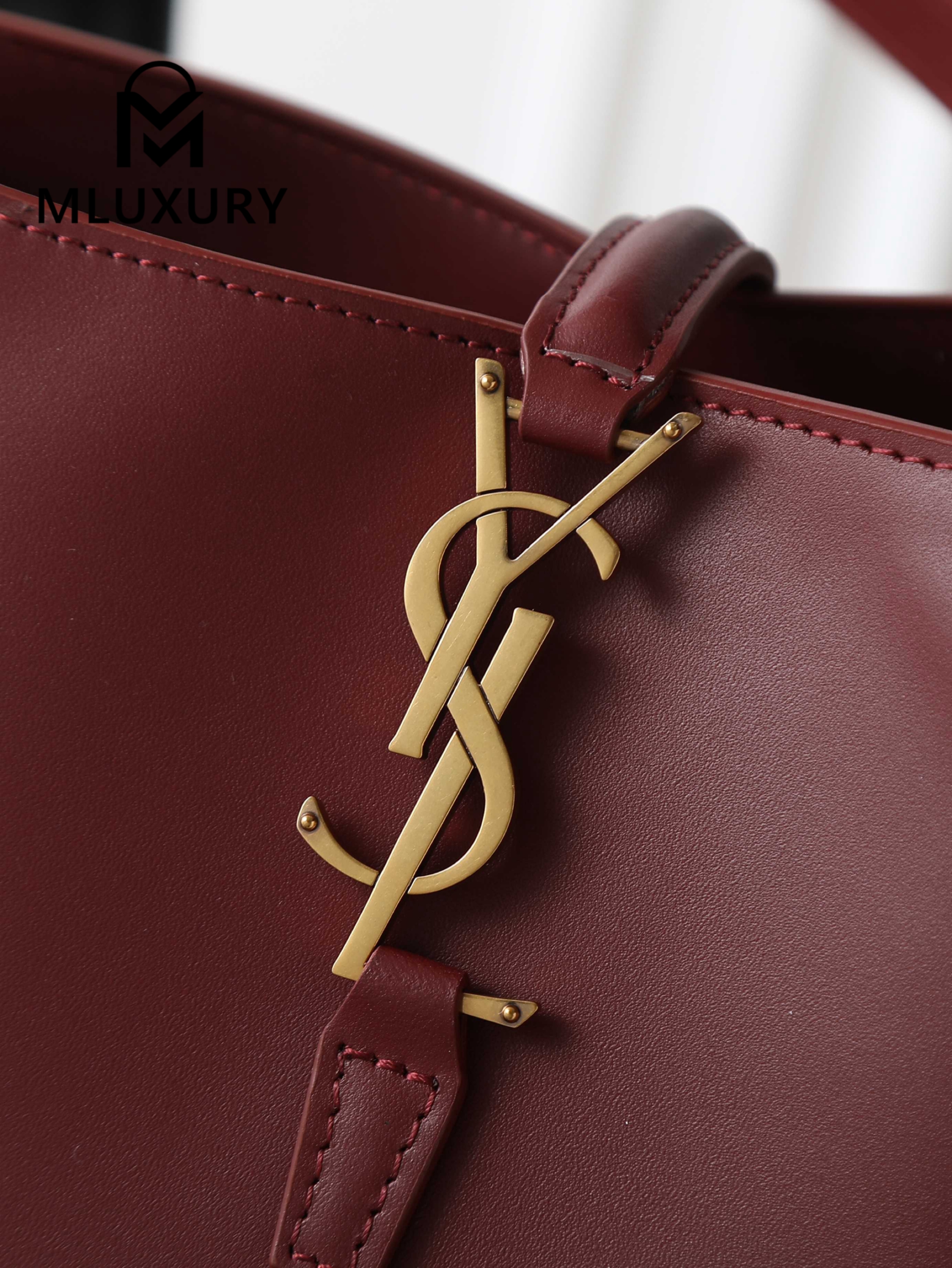 YSL LE 37 Bucket Bag, Small, Burgundy