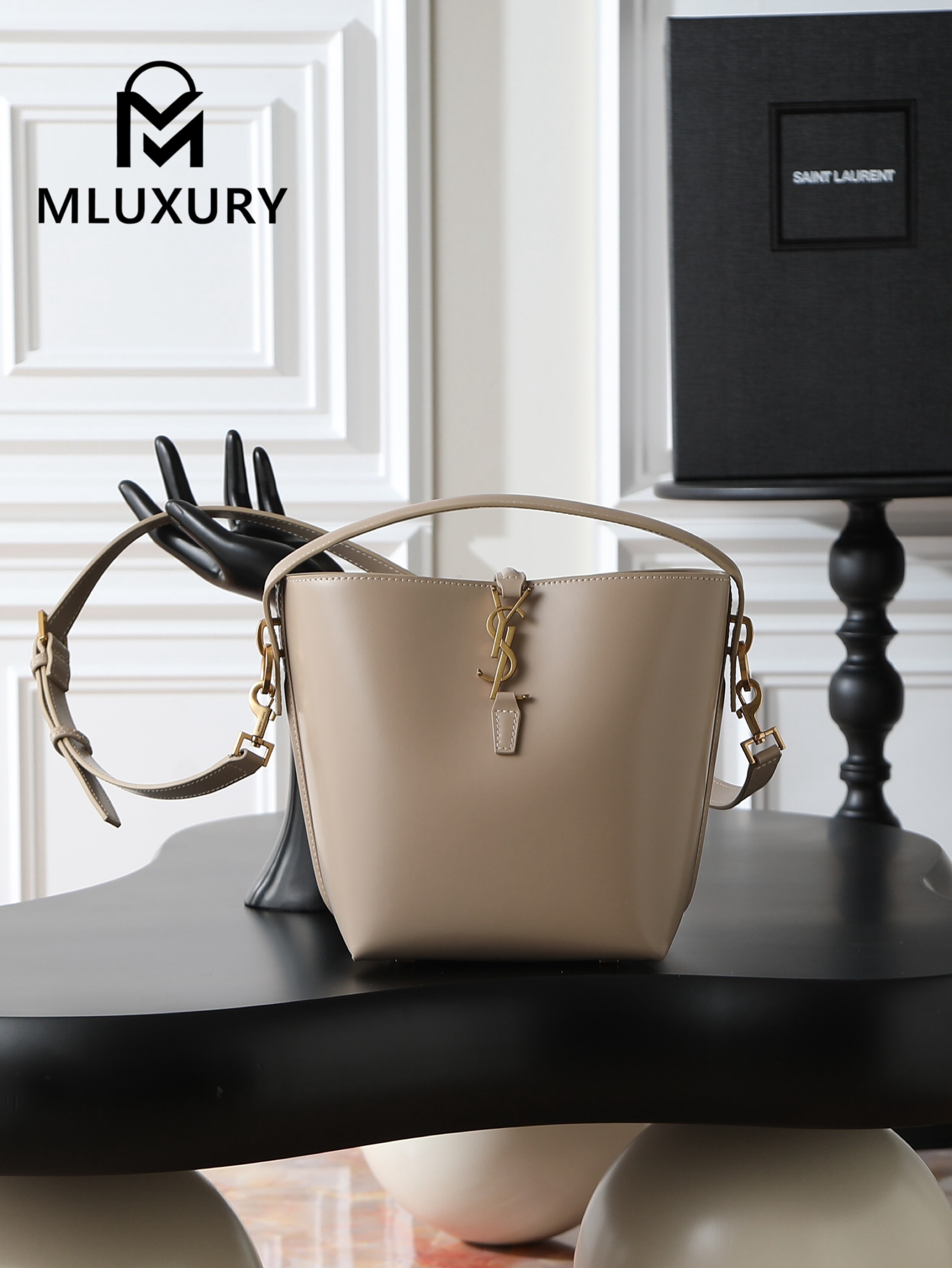 YSL LE 37 Bucket Bag (Small), Apricot