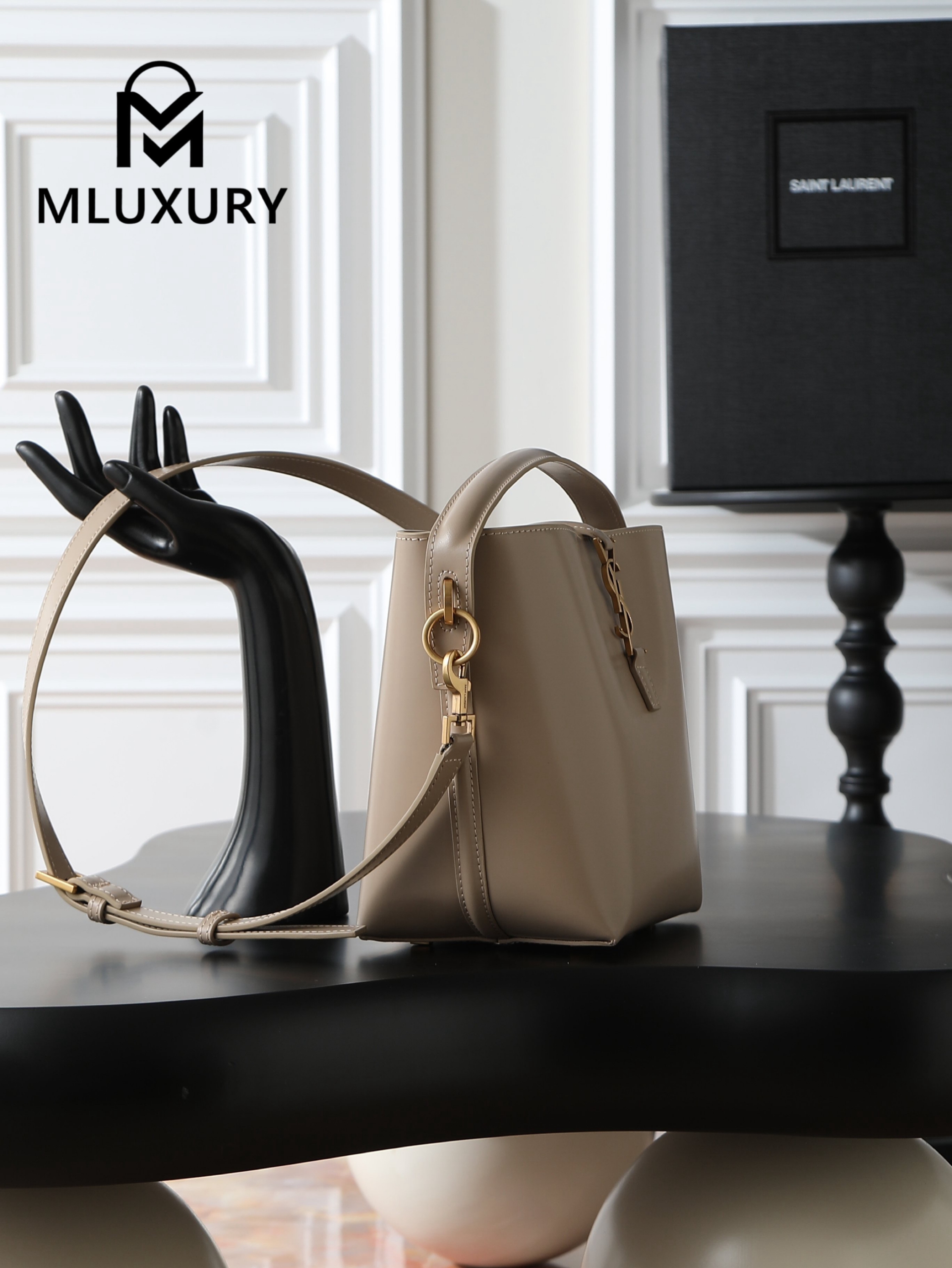 YSL LE 37 Bucket Bag (Small), Apricot