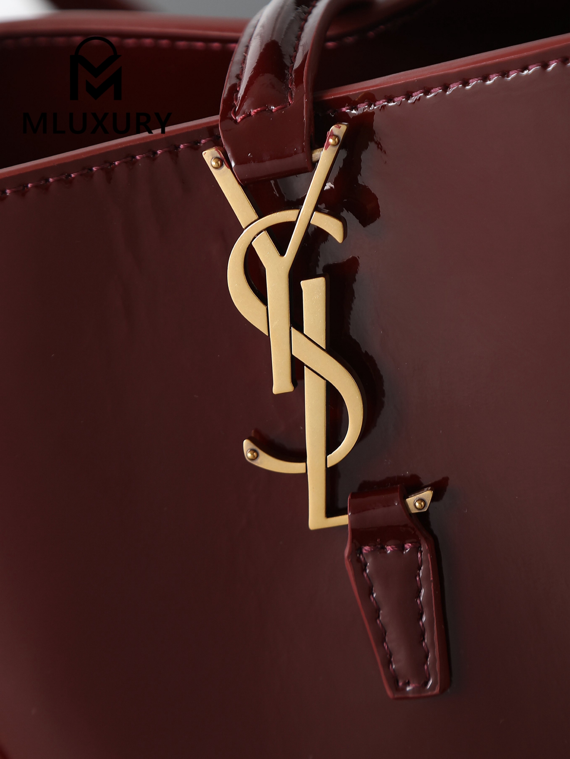 YSL LE 37 Bucket Bag (Small), Apricot Patent Leather