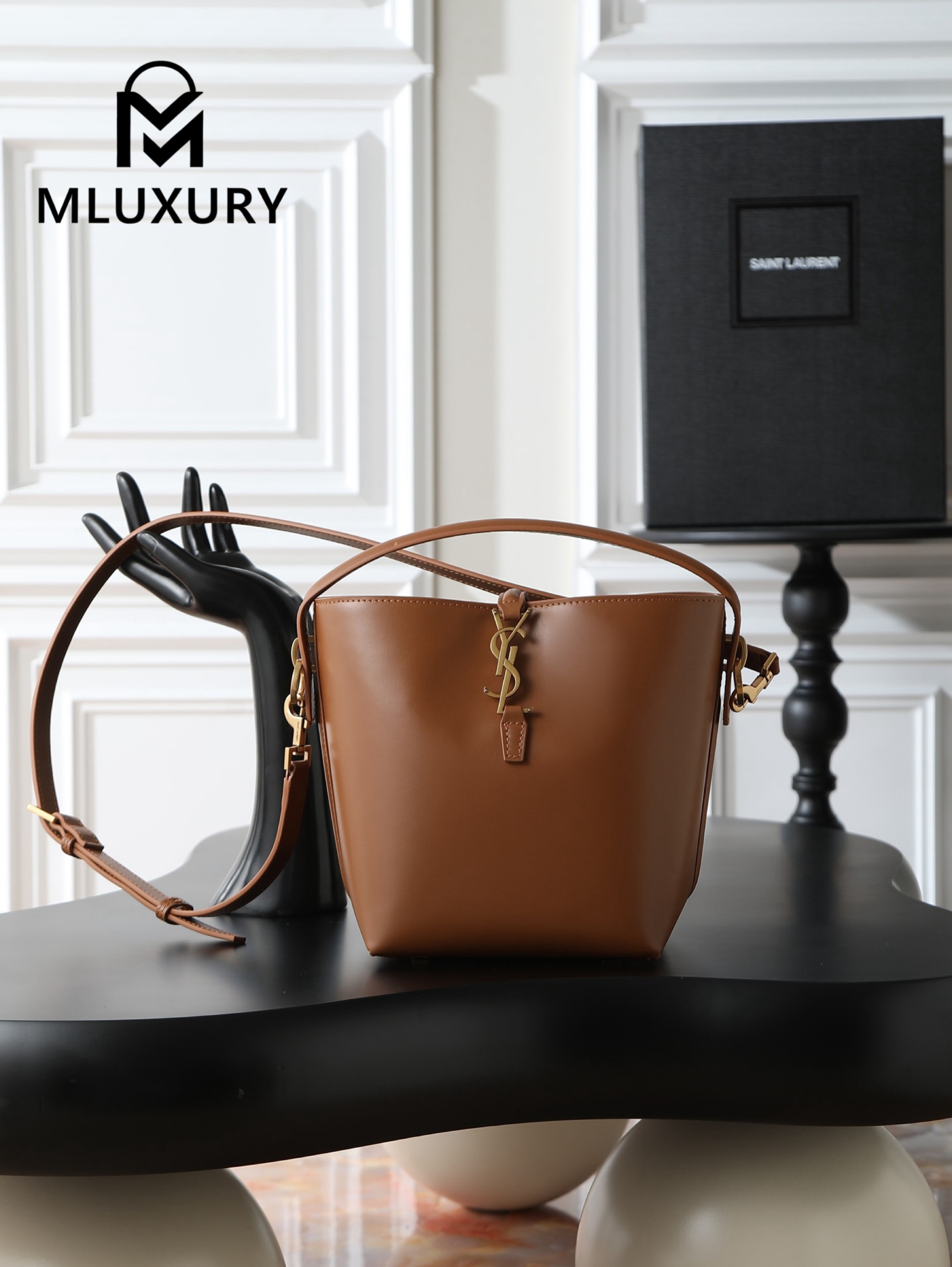 YSL LE 37 Bucket Bag, Small, Tan Yellow
