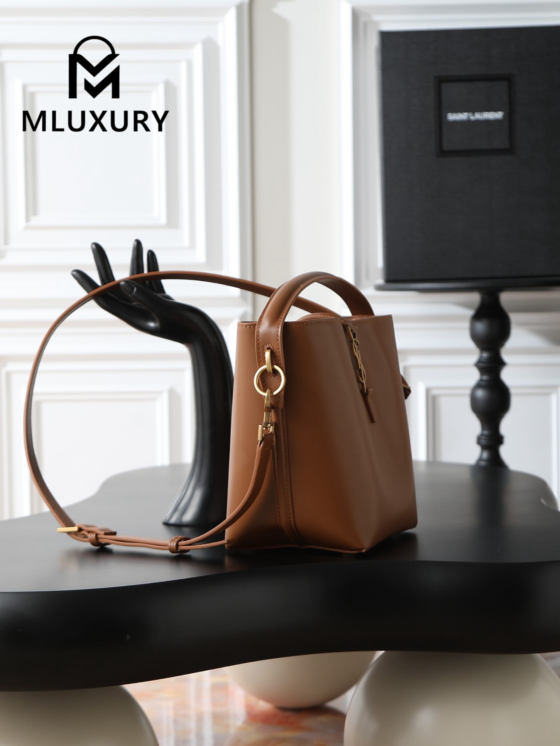 YSL LE 37 Bucket Bag, Small, Tan Yellow
