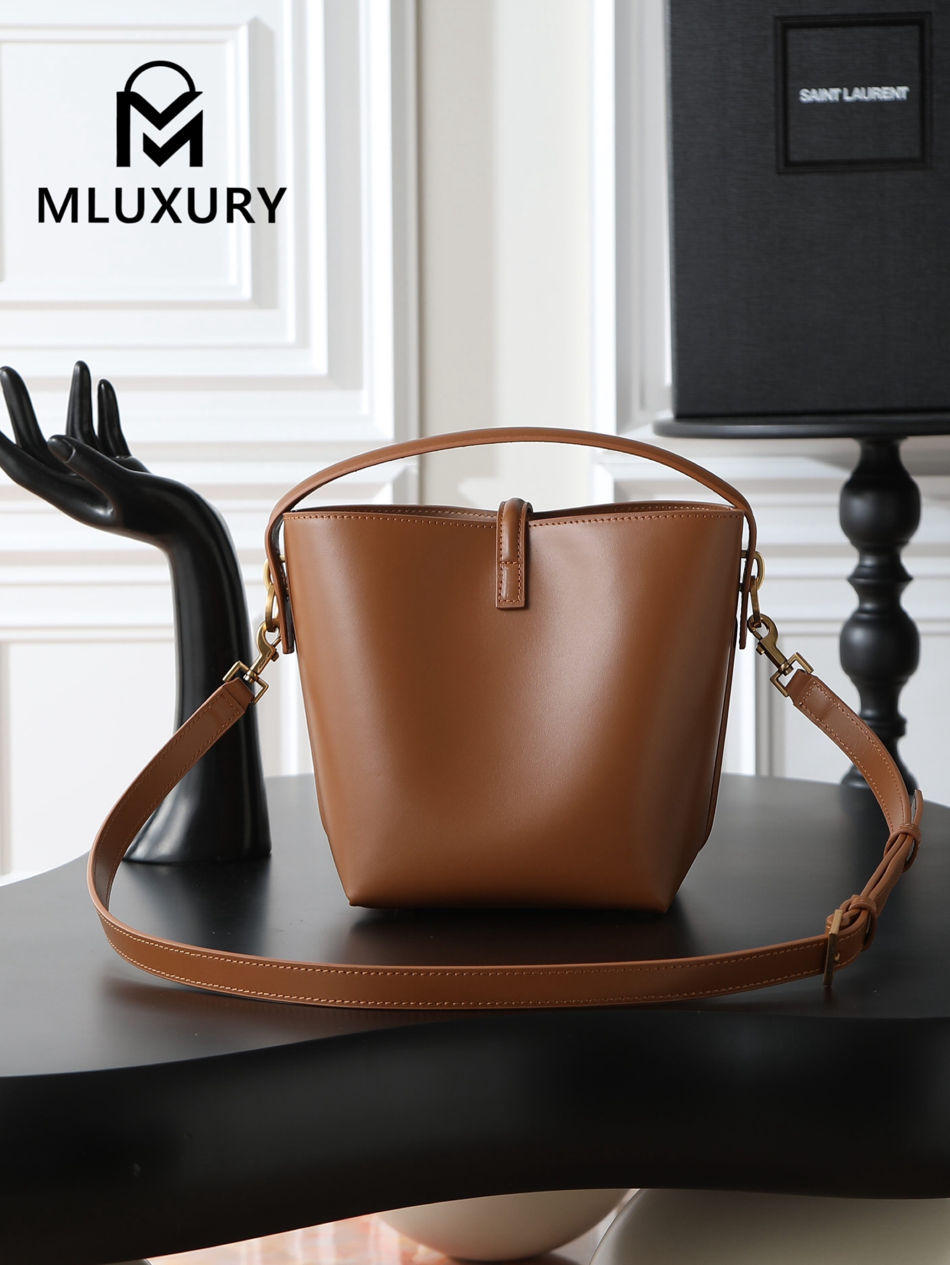 YSL LE 37 Bucket Bag, Small, Tan Yellow
