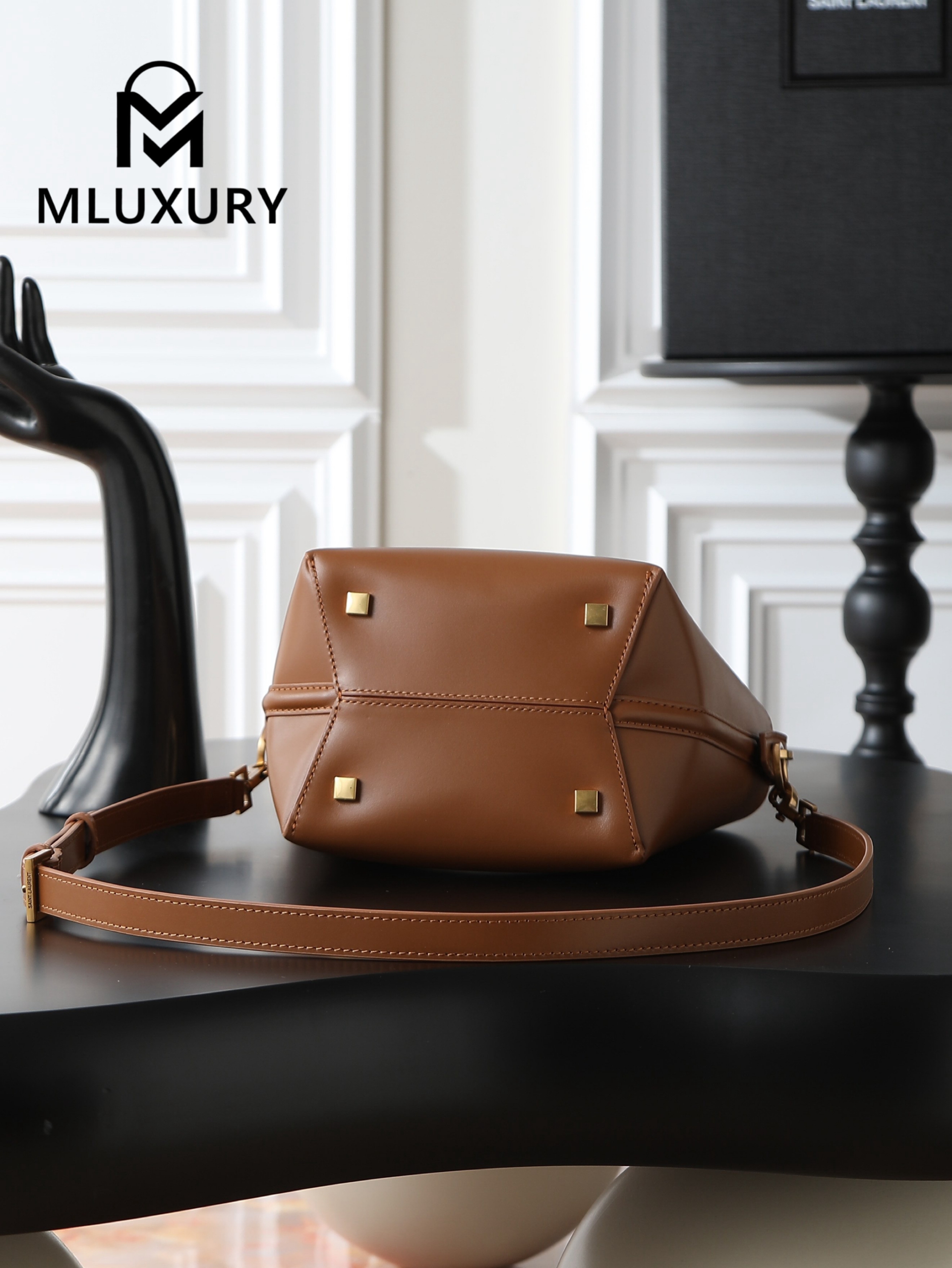 YSL LE 37 Bucket Bag, Small, Tan Yellow