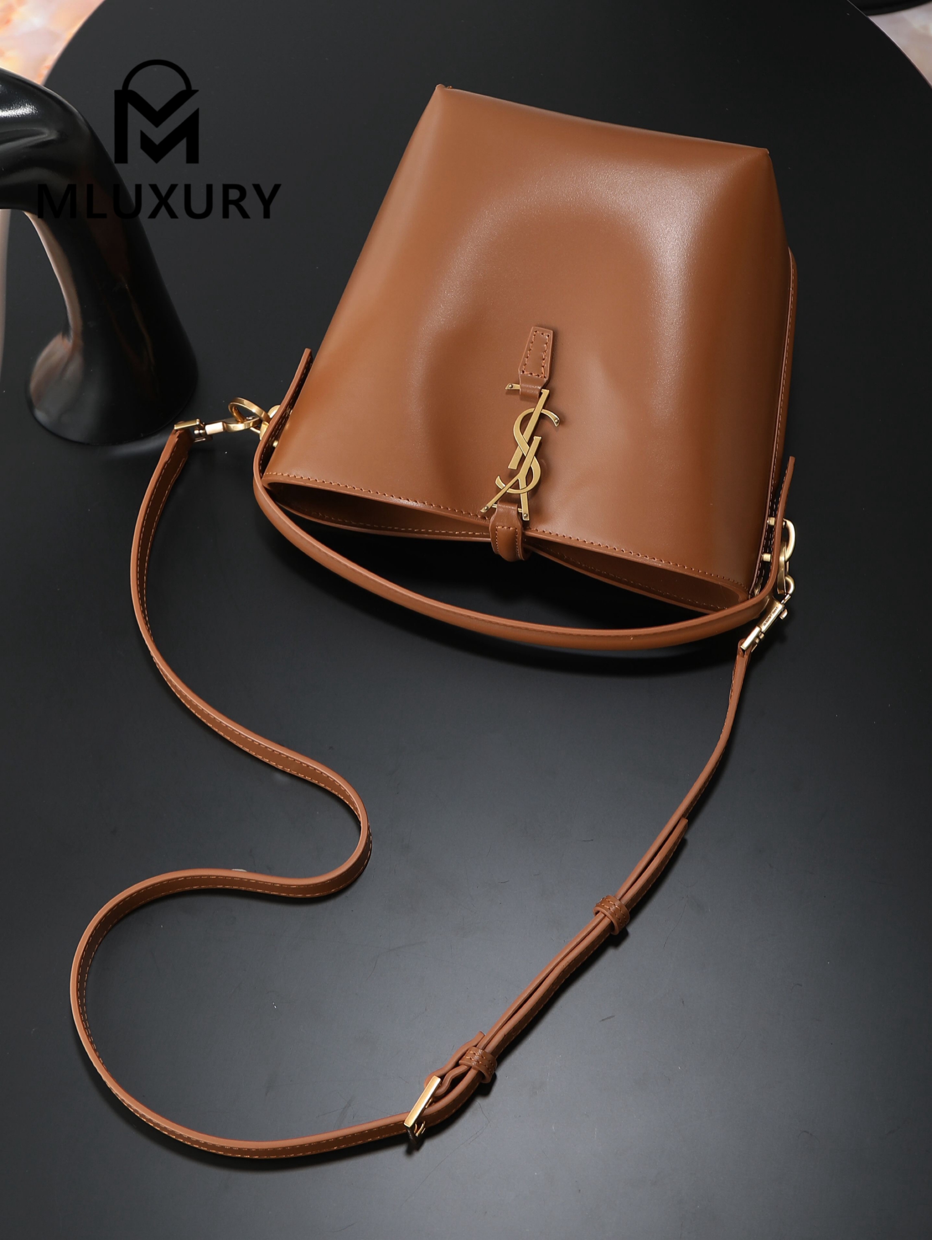 YSL LE 37 Bucket Bag, Small, Tan Yellow